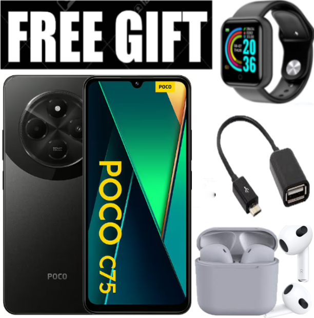 LIMITED OFFER! BRAND NEW Xiaomi Redmi POCO C75, 6.88" display , 128GB+6GB RAM/256GB+8GB RAM Storage  (Dual SIM), 5160mAh battery Smart Phones Mobile Phone +FREE GIFTS
