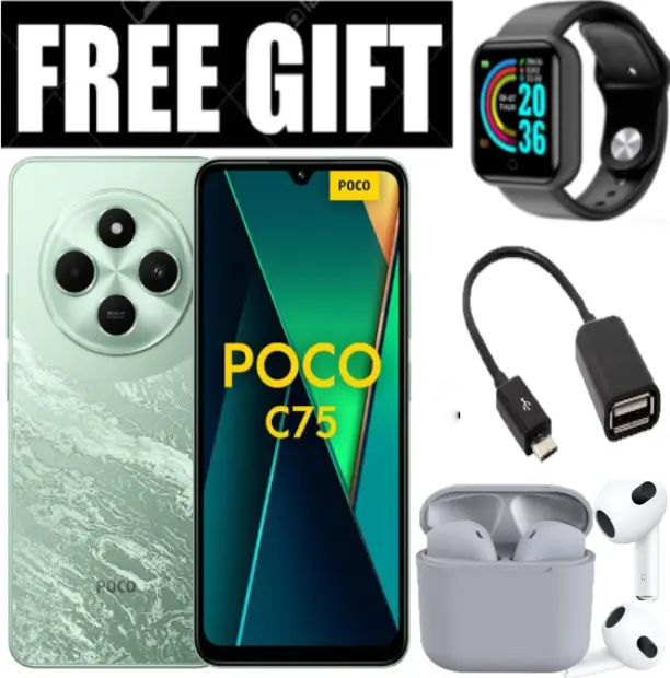 LIMITED OFFER! BRAND NEW Xiaomi Redmi POCO C75, 6.88" display , 128GB+6GB RAM/256GB+8GB RAM Storage  (Dual SIM), 5160mAh battery Smart Phones Mobile Phone +FREE GIFTS