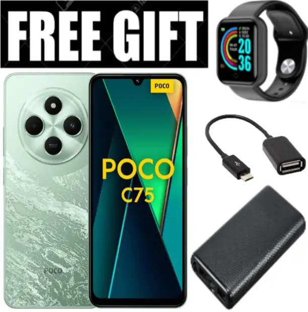 LIMITED OFFER! BRAND NEW Xiaomi Redmi POCO C75, 6.88" display, 256GB+8GB RAM Storage  (Dual SIM), 5160mAh battery Smart Phones Mobile Phone +FREE GIFTS