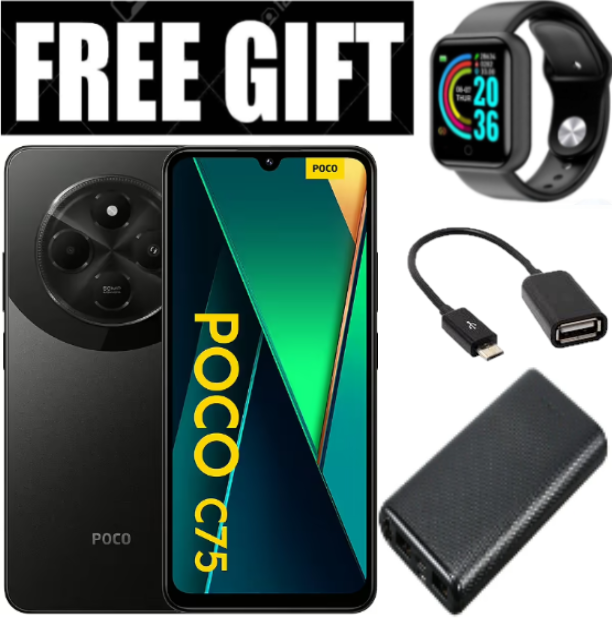 LIMITED OFFER! BRAND NEW Xiaomi Redmi POCO C75, 6.88" display, 256GB+8GB RAM Storage  (Dual SIM), 5160mAh battery Smart Phones Mobile Phone +FREE GIFTS
