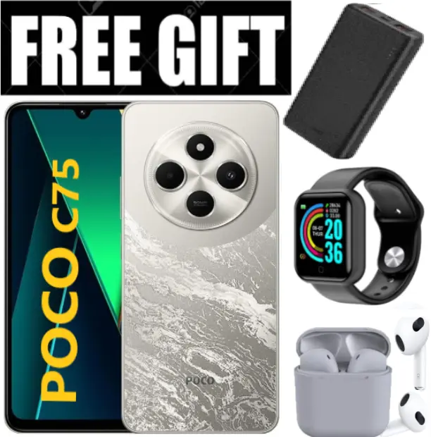 LIMITED OFFER! BRAND NEW Xiaomi Redmi POCO C75, 6.88" display, 256GB+8GB RAM Storage  (Dual SIM), 5160mAh battery Smart Phones Mobile Phone +FREE GIFTS