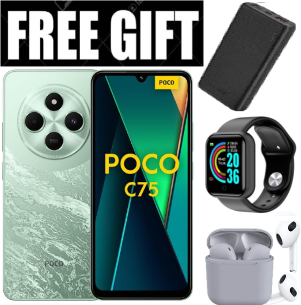 LIMITED OFFER! BRAND NEW Xiaomi Redmi POCO C75, 6.88" display, 256GB+8GB RAM Storage  (Dual SIM), 5160mAh battery Smart Phones Mobile Phone +FREE GIFTS