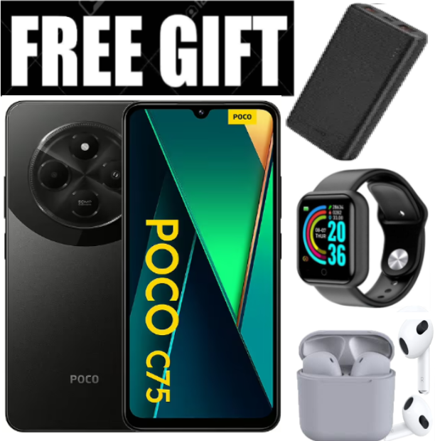 LIMITED OFFER! BRAND NEW Xiaomi Redmi POCO C75, 6.88" display, 256GB+8GB RAM Storage  (Dual SIM), 5160mAh battery Smart Phones Mobile Phone +FREE GIFTS