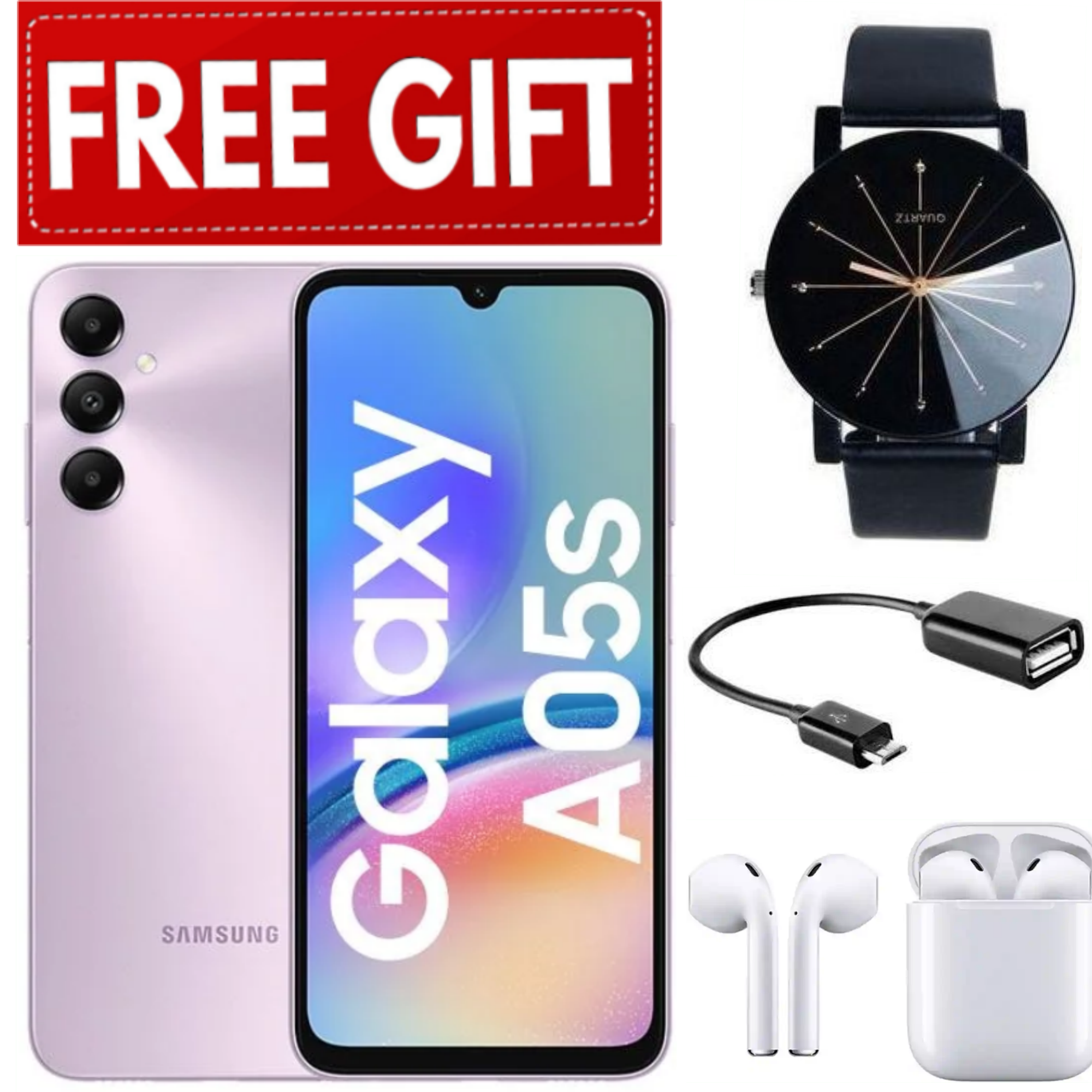 ClEARANCE SALE!!! Brand New Samsung Galaxy A05s 128GB ROM + 4GB RAM 50MP Camera 6.7" Android 13 5000mAh 25W Type-C Charge Smart Phones+FREE OTG CABLE+EARPODS+LED WATCH