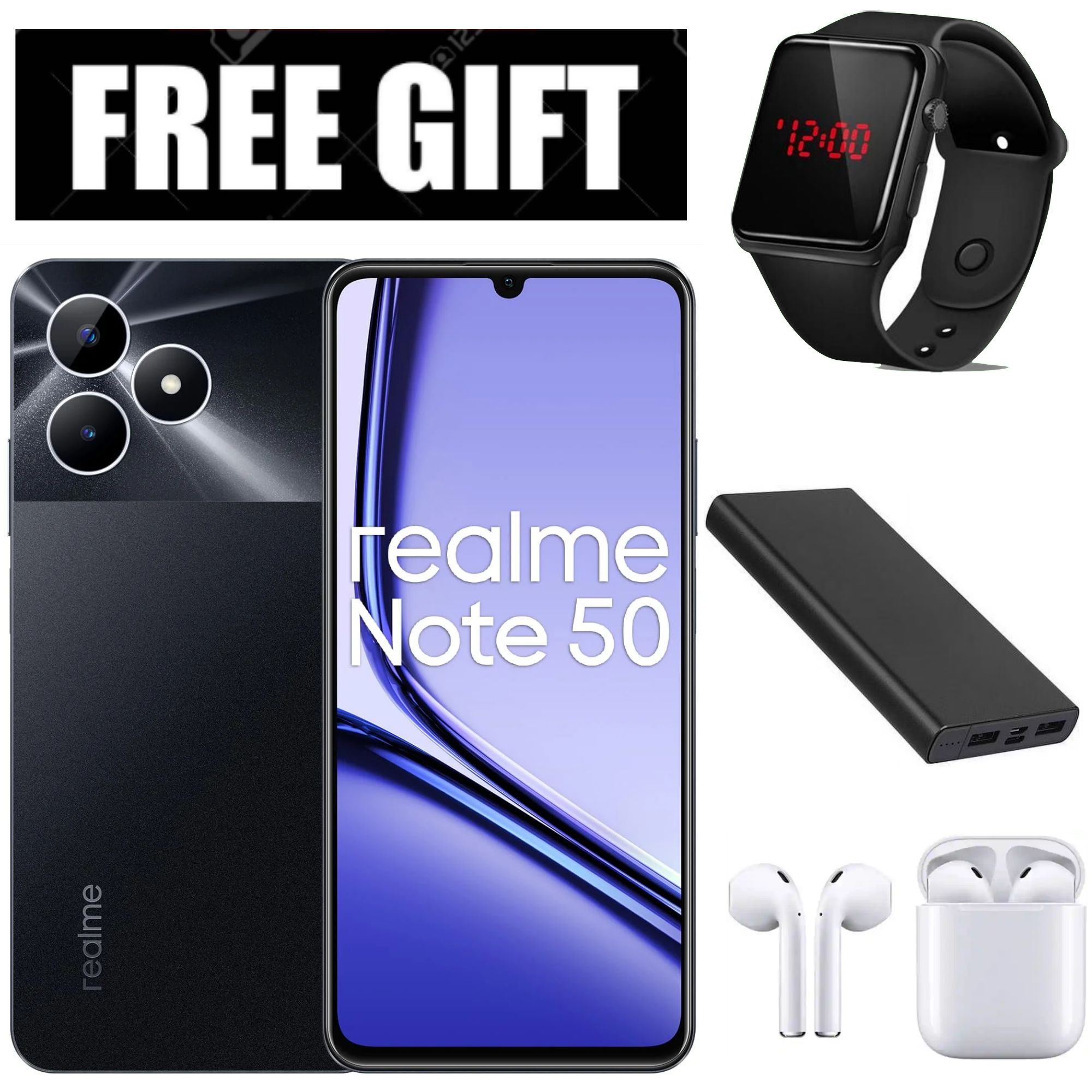 FLASH SALE DEALS!!!  Brand New realme Note 50 6.74" 90Hz 256GB ROM + 8(4+4)GB RAM Unisoc Tiger T612 Type-C 3-Card Slot Side Fingerprint Smart Phones phone+FREEBIES