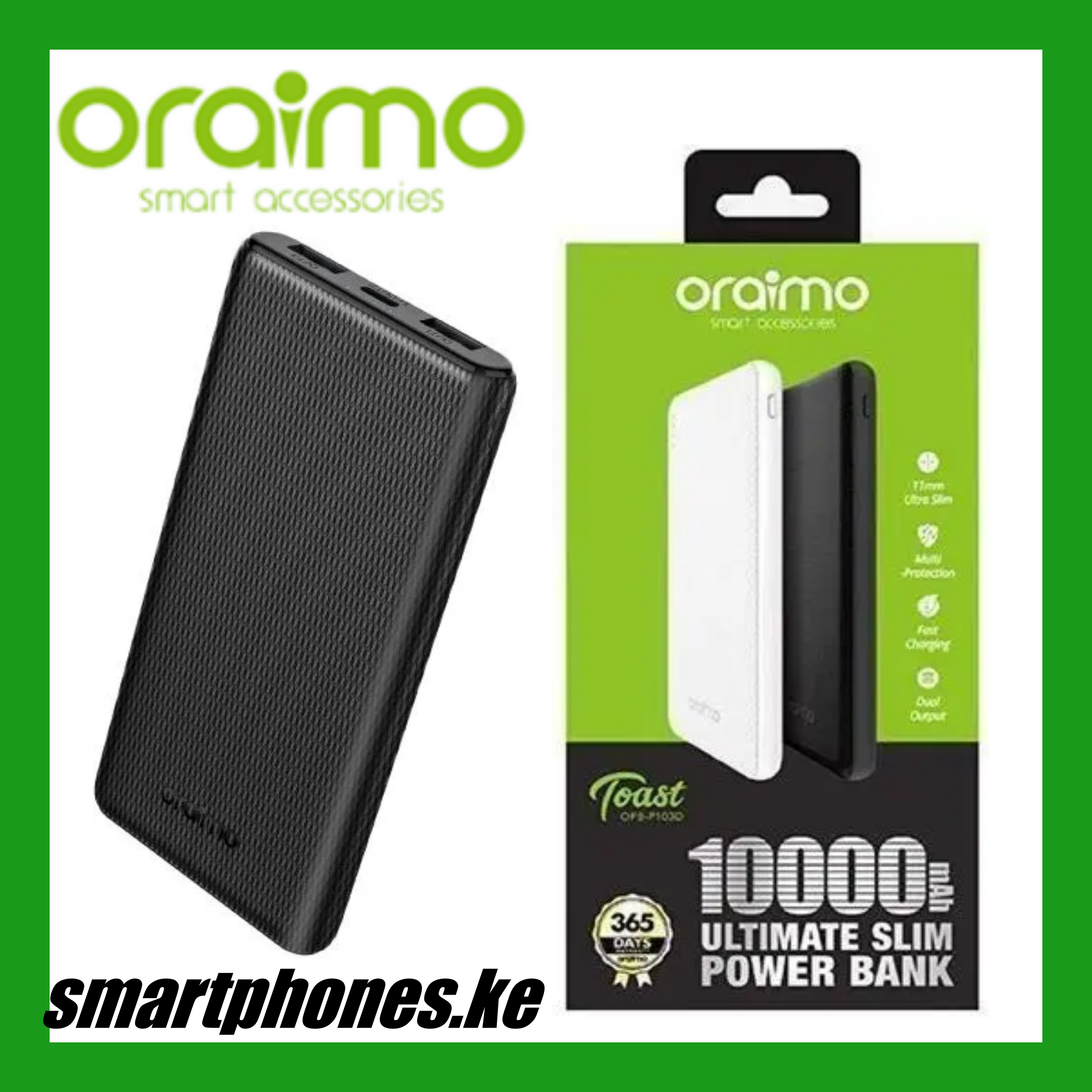 DISCOUNTED OFFER!! Oraimo Powerbank -10000mAh/20000mAh,  Fast Charging, Slim & Portable, , Type-C/Micro USB Charging, Overcharge Protection - Power Banks+Free Cable