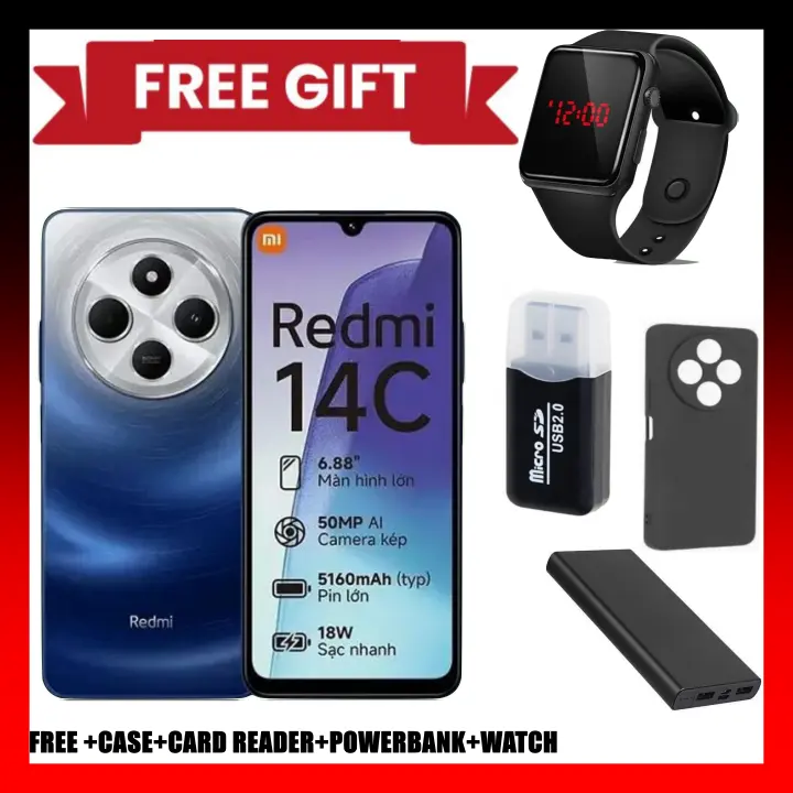 LIMITED TIME DEALS!!!  XIAOMI Redmi 14C 256GB Storage Upto 16(8+8)GB Ram 50MP AI Dual Camera Immersive 6.88" UHD Display Upto 120Hz Refresh Rate Dual Sim 5160mAh (typ) Battery, Smart Phone+FREE GIFTS