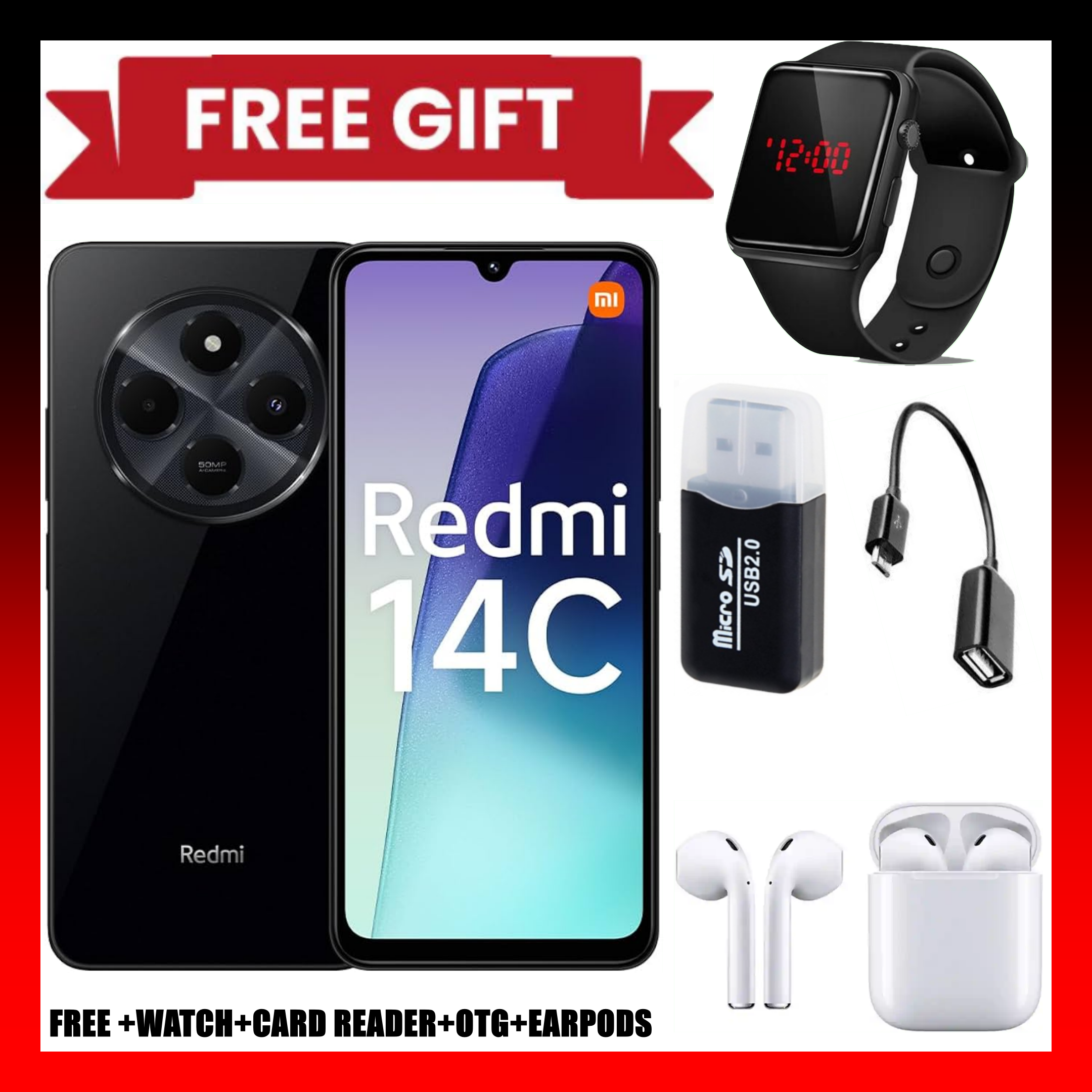 LIMITED TIME DEAL!!BRAND NEW Xiaomi Redmi 14C 8(4+4)GB RAM + 256GB/128GB Storage 6.88" 120Hz HD+ 4G Dual Sim 5160mAh Battery 50MP triple main camera Android 14 Smart Phones+FREEBIES