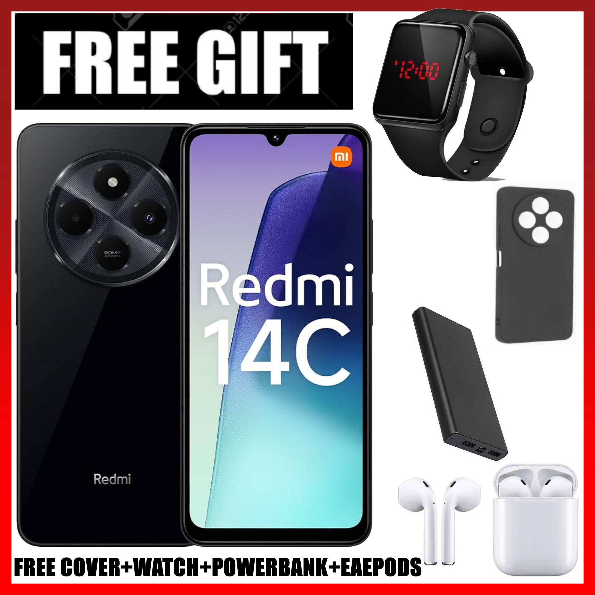 LIMITED TIME DEAL!!BRAND NEW Xiaomi Redmi 14C 8(4+4)GB RAM + 256GB/128GB Storage 6.88" 120Hz HD+ 4G Dual Sim 5160mAh Battery 50MP triple main camera Android 14 Smart Phones+FREEBIES