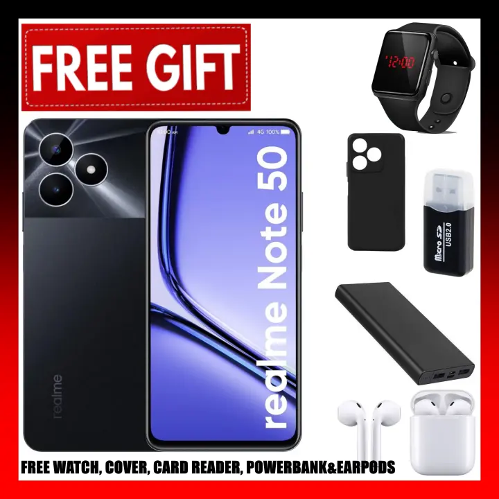 FLASH SALE DEALS!!!  Brand New realme Note 50 6.74" 90Hz 256GB ROM + 8(4+4)GB RAM Unisoc Tiger T612 Type-C 3-Card Slot Side Fingerprint Smart Phones phone+FREEBIES