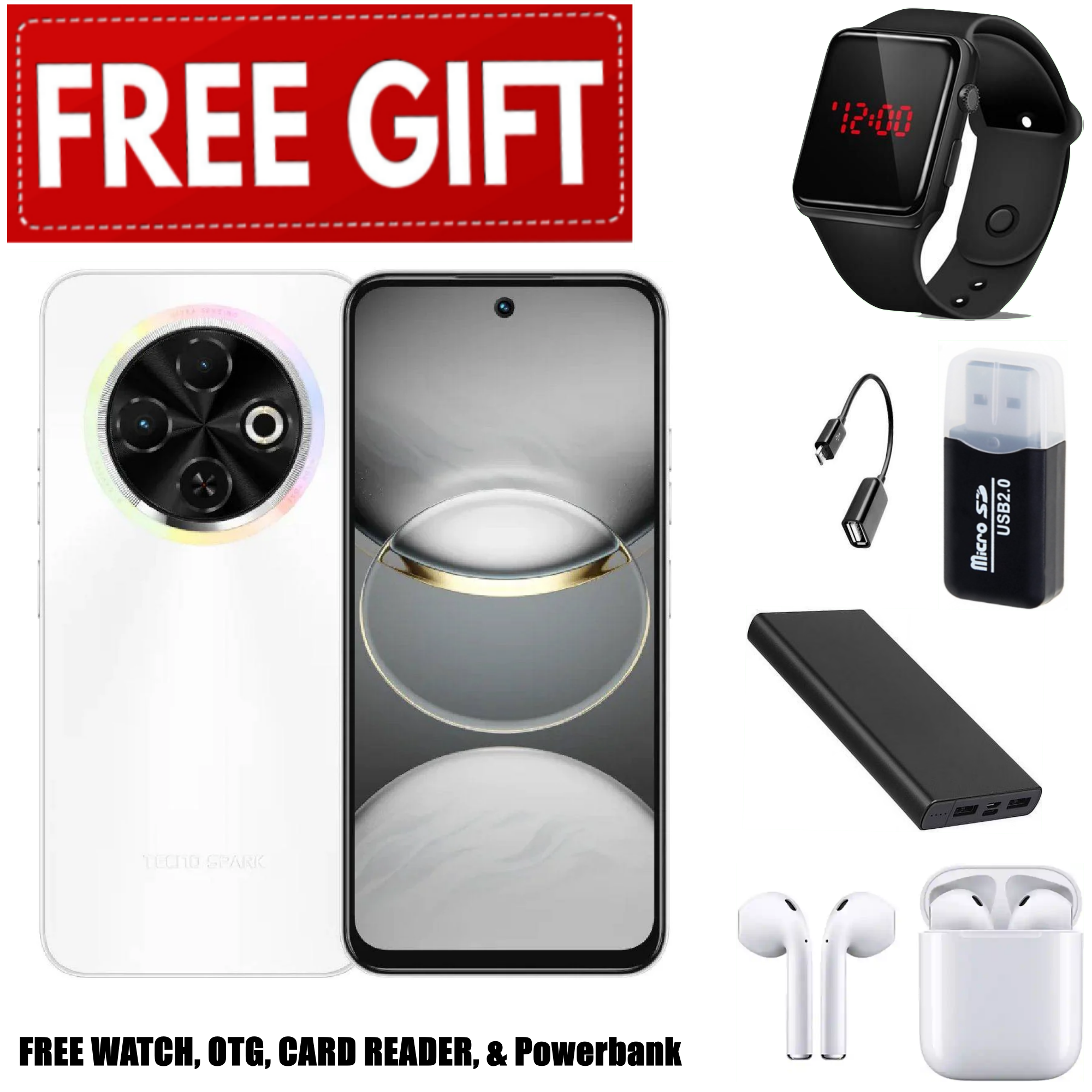 FLASH SALE DEALS!!! TECNO SPARK 30C 128GB +8(4+4)GB 120Hz 6.6" Dynamic Port 50MP Dual Ultra Slim 5000mAh 18W Type-C Dual SIM 4G Smart Phones Side Fingerprint phone+FREEBIES