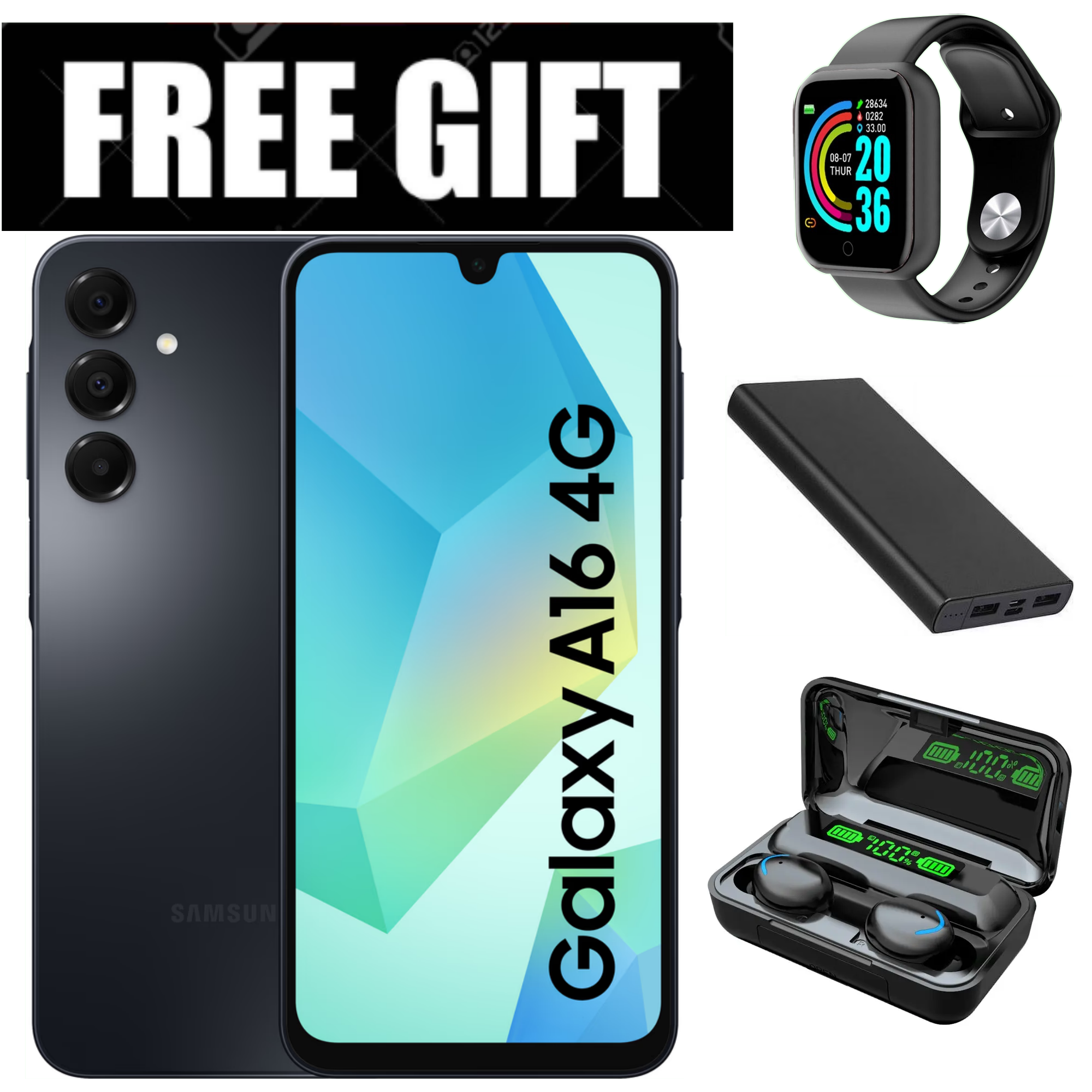 LIMITED TIME DEALS!!! BRAND NEW Galaxy A16, 6GB+ 128GB ROM 6.7" HD, Android 14, 4G, Bluetooth, 50MP-Camera, Battery-5000mah,(Dual Sim)-Smartphone+FREE GIFTS