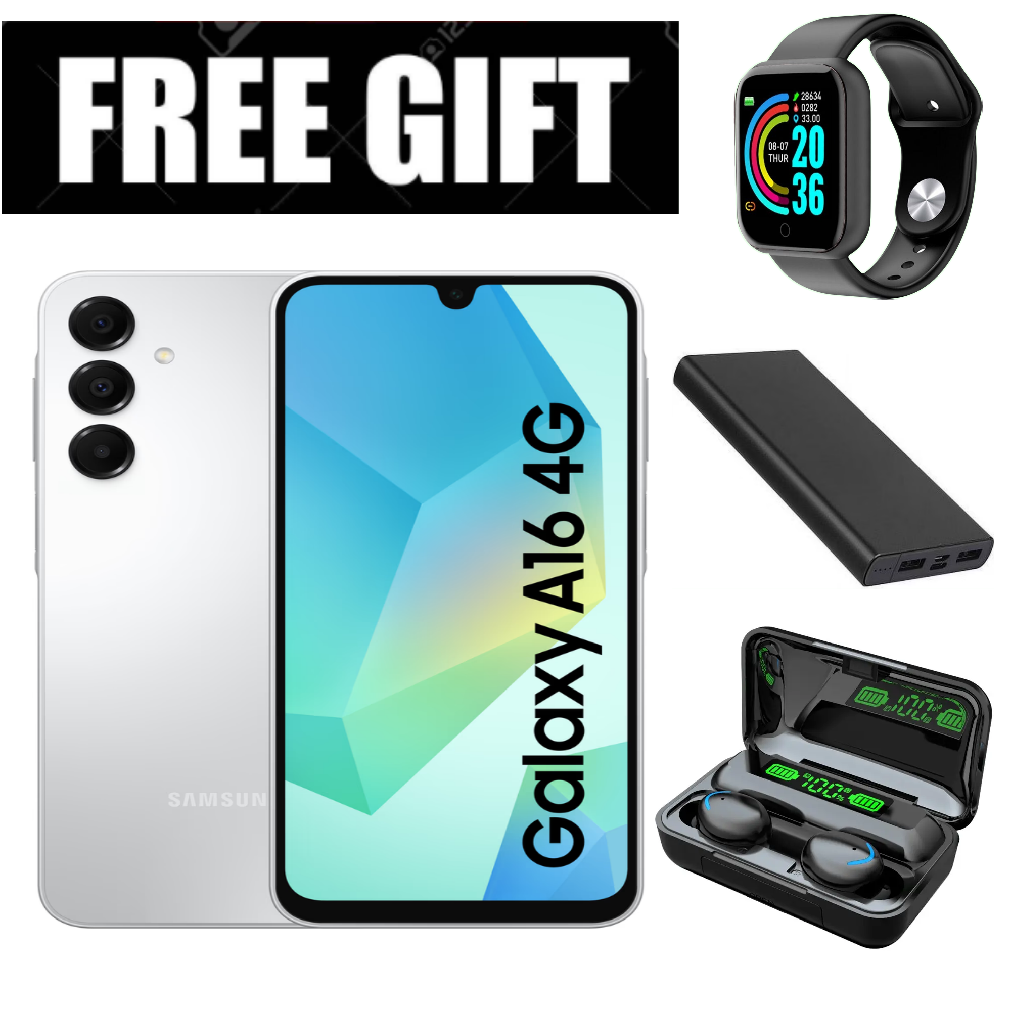 LIMITED TIME DEALS!!! BRAND NEW Galaxy A16, 6GB+ 128GB ROM 6.7" HD, Android 14, 4G, Bluetooth, 50MP-Camera, Battery-5000mah,(Dual Sim)-Smartphone+FREE GIFTS