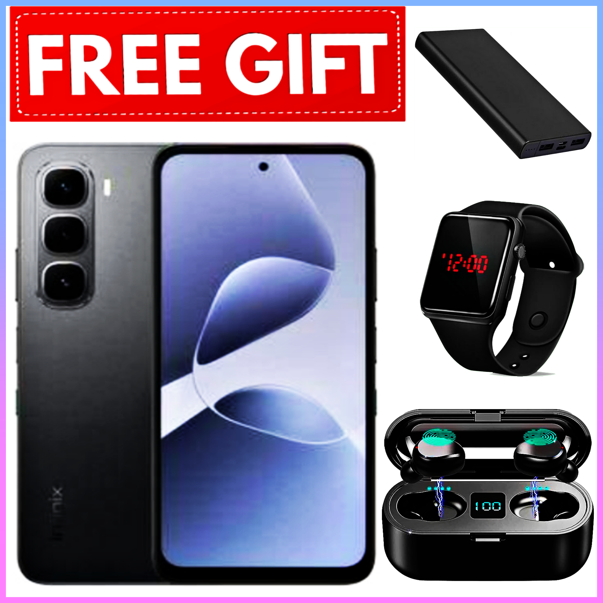 NEW ARRIVAL DEALS!!! Infinix Hot 60i 128GB+12(6+6)GB 6.7" 120Hz Screen 4G Phone Dual SIM 5160mAh Battery 45W Charging 50MP Camera Fingerprint Lock Android 15 G81 Smart AI smart Phones+FREEBIES