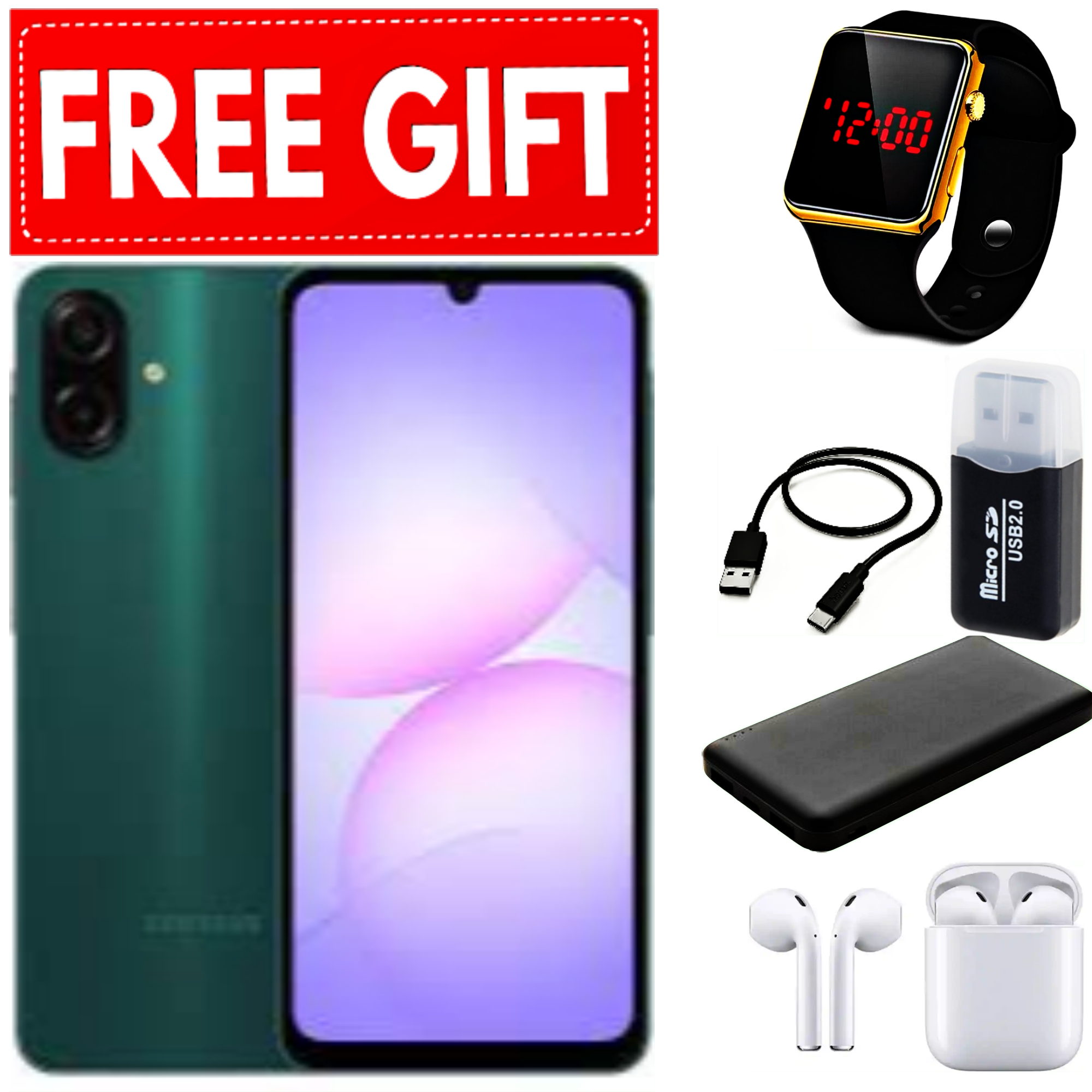 [NEW ARRIVALS] Samsung Galaxy A07 6.7" PLS LCD Screen, 4GB RAM+128GB ROM, 5000mAh Battery, 50MP Rear & 8MP Front Camera, Android 15, Dual SIM, Side Fingerprint -Smartphones+FREE GIFTS