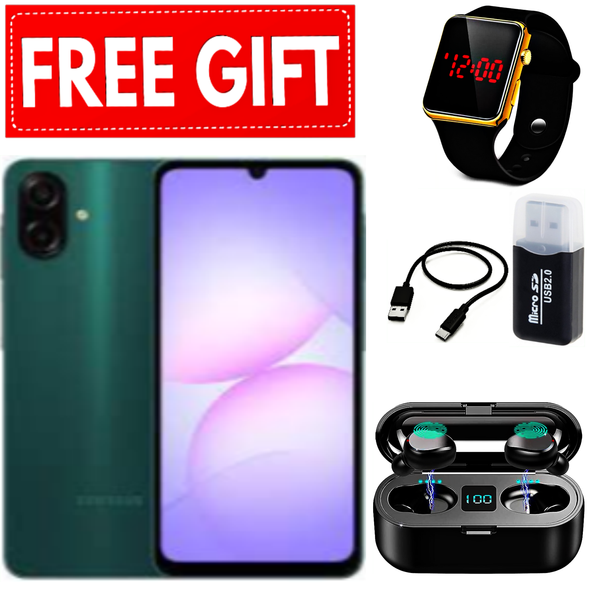 [NEW ARRIVALS] Samsung Galaxy A07 6.7" PLS LCD Screen, 4GB RAM+128GB ROM, 5000mAh Battery, 50MP Rear & 8MP Front Camera, Android 15, Dual SIM, Side Fingerprint -Smartphones+ FREE GIFTS