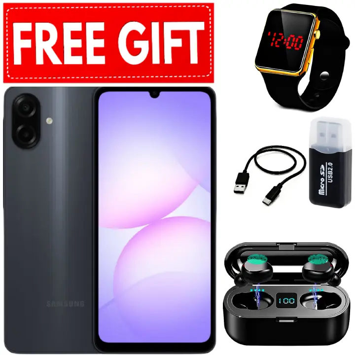 [NEW ARRIVALS] Samsung Galaxy A07 6.7" PLS LCD Screen, 4GB RAM+128GB ROM, 5000mAh Battery, 50MP Rear & 8MP Front Camera, Android 15, Dual SIM, Side Fingerprint -Smartphones+ FREE GIFTS
