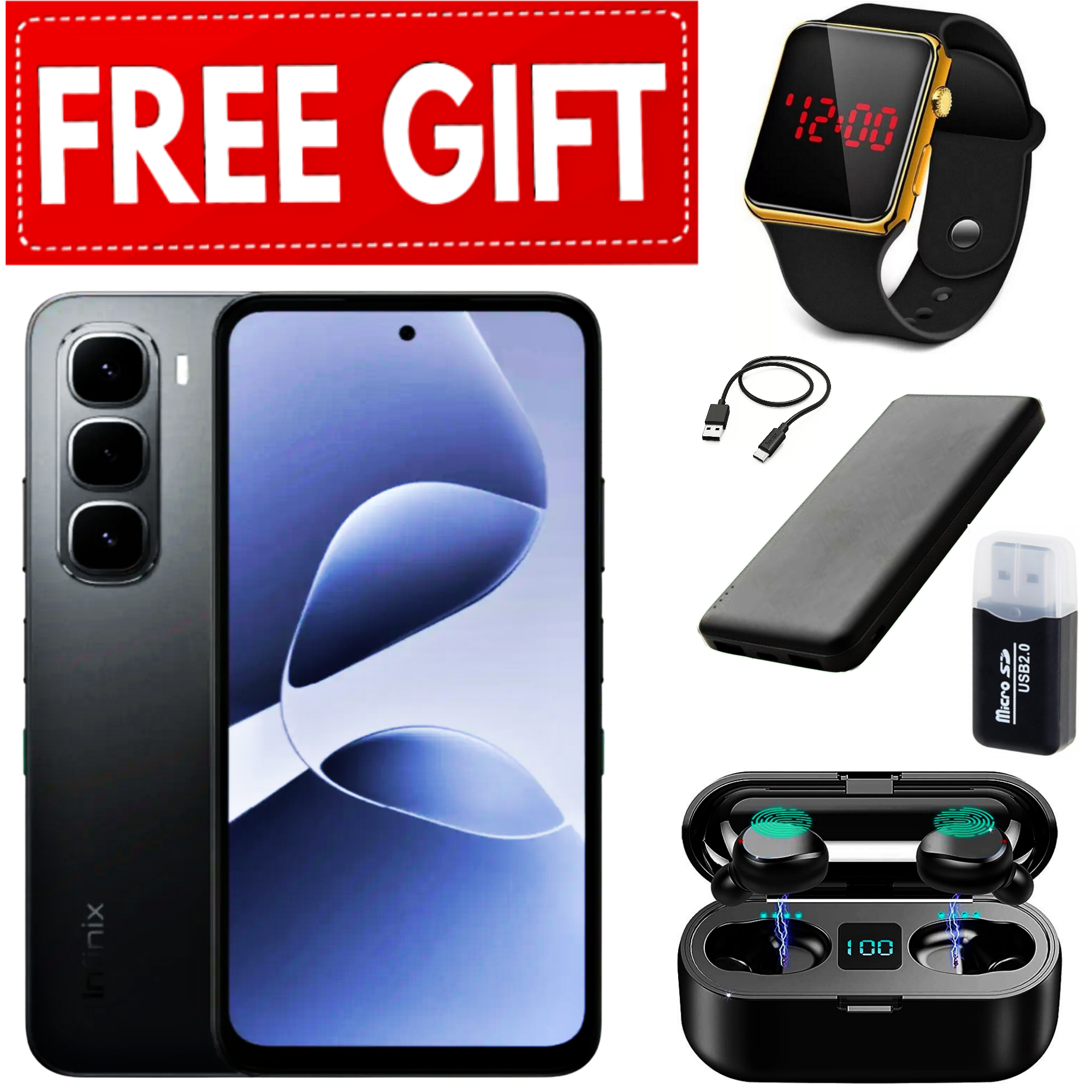 NEW ARRIVAL DEALS!!! Infinix Hot 60i 128GB+12(6+6)GB 6.7" 120Hz Screen 4G Phone Dual SIM 5160mAh Battery 45W Charging 50MP Camera Fingerprint Lock Android 15 G81 Smart AI smart Phones+FREEBIES