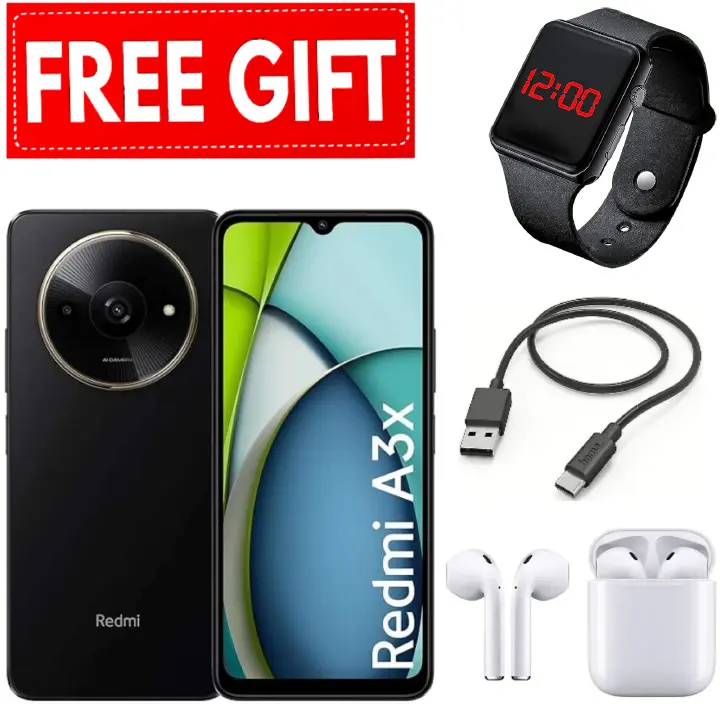 DISCOUNTED OFFERS!!! XIAOMI Redmi A3X 6.71" 64GB+3GB RAM 4G Network 5000mAh Battery 8MP AI Camera 10W Fast Charging Fingerprint Sensor Android 14 Smart Phones+FREE GIFTS