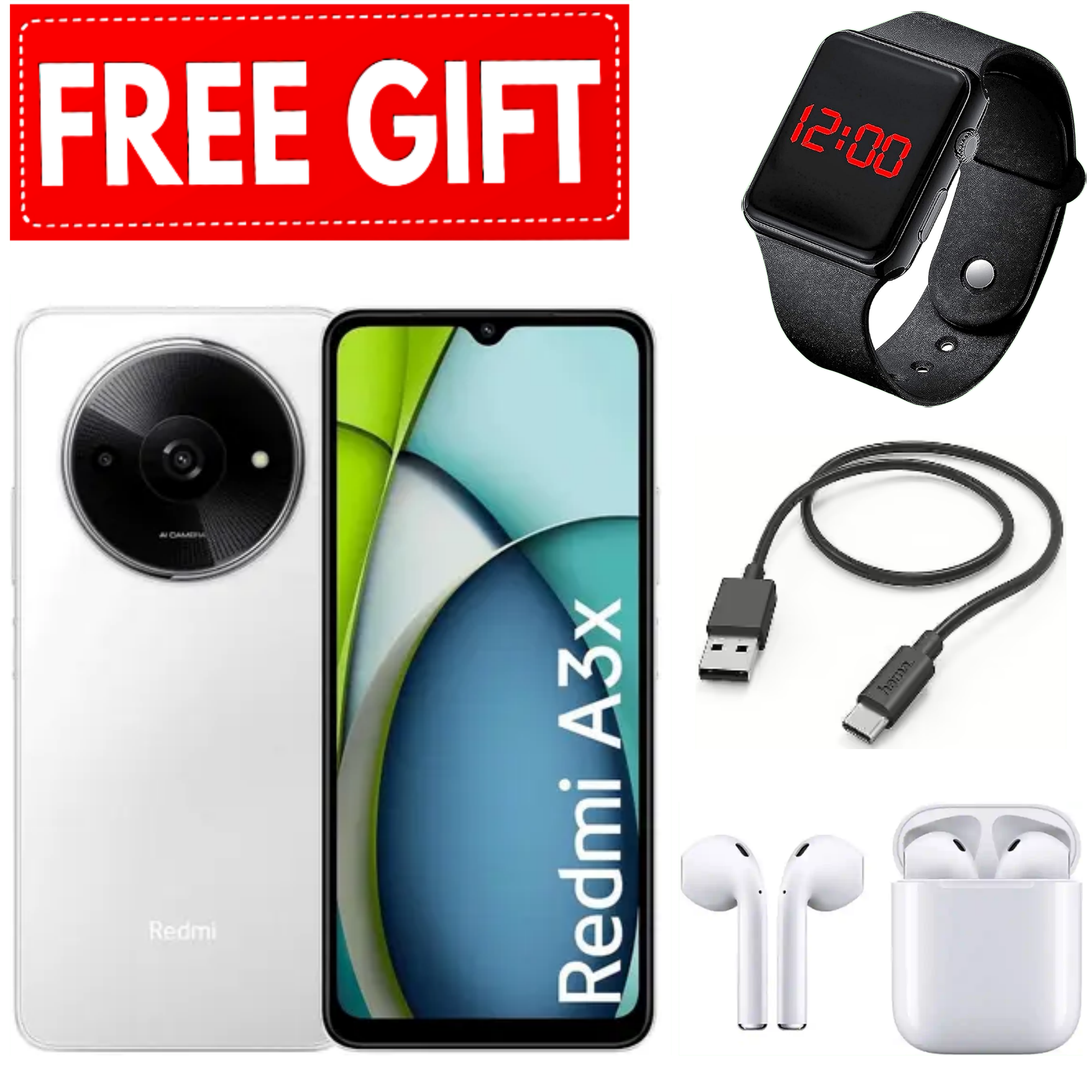 DISCOUNTED OFFER!!!! XIAOMI Redmi A3X 6.71" 64GB+3GB RAM 4G Network 5000mAh Battery 8MP AI Camera 10W Fast Charging Fingerprint Sensor Android 14 Smart Phones+FREE GIFTS