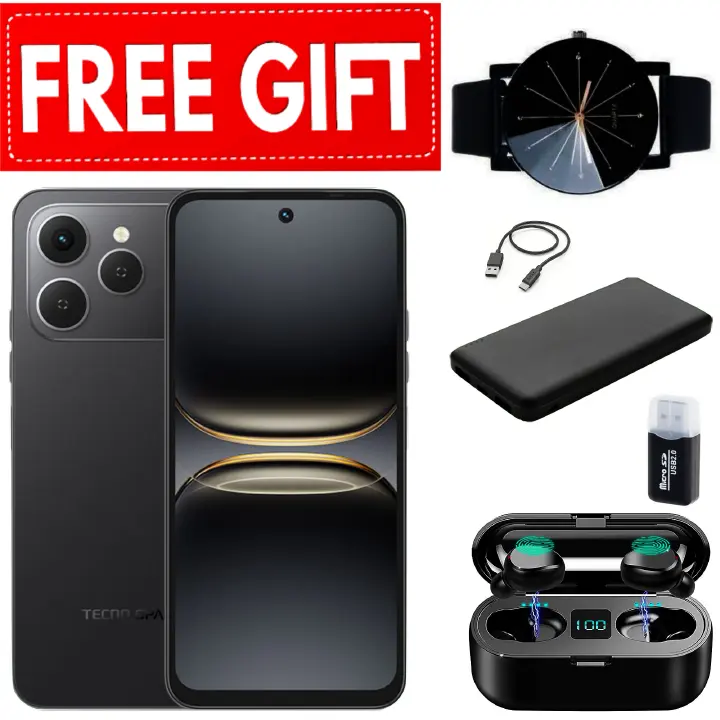 DISCOUNTED OFFERS!!Tecno Spark 40 6.67" IPS LCD Screen, 128GB/256GB ROM, Upto 8GB/16GB RAM, 5200mAh Battery, Android 14, 50MP Rear 8MP Front Camera, Fingerprint (Side-Mounted) - Smartphones+FREE GIFTS