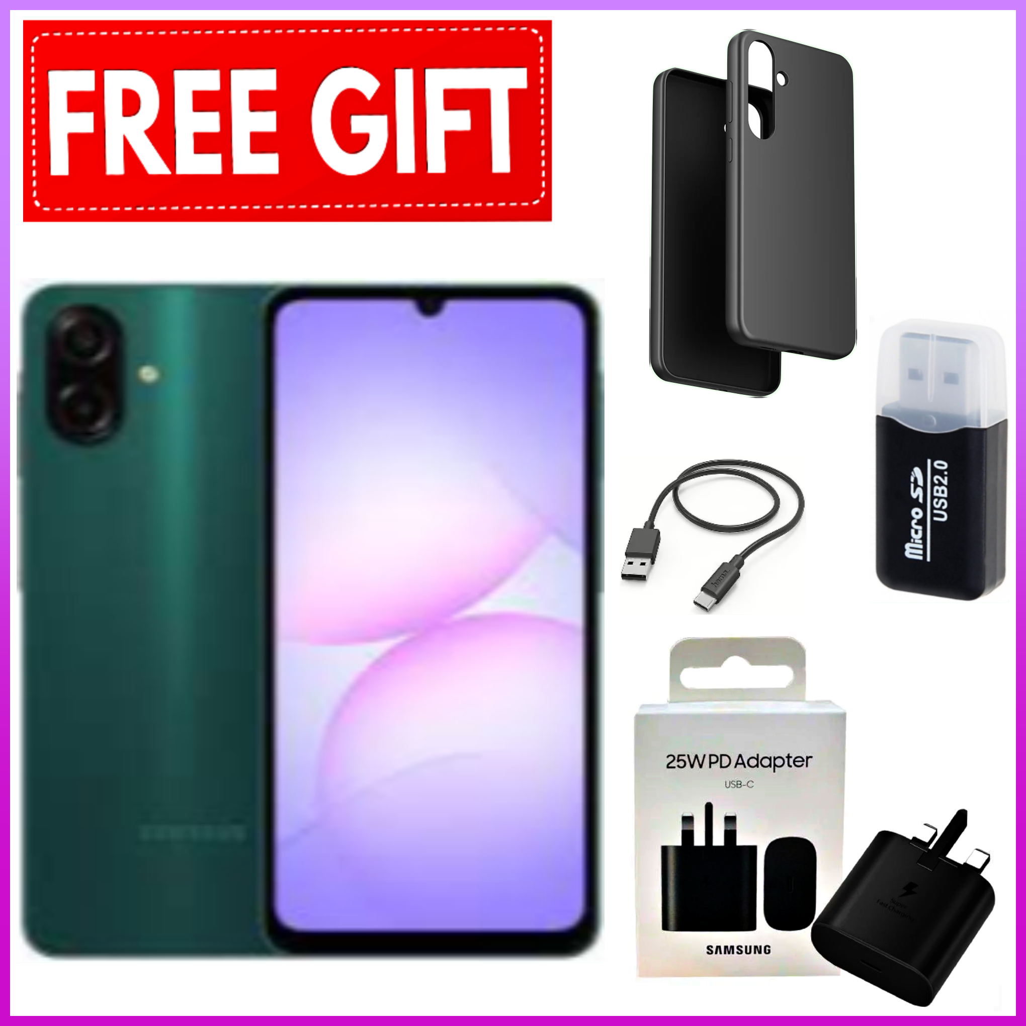 DISCOUNTED OFFERS!! BRAND NEW Samsung Galaxy A07 6.7" PLS LCD Screen, 4GB RAM+64GB ROM, 5000mAh Battery, 50MP Rear & 8MP Front Camera, Android 15, Dual SIM, Side Fingerprint -Smartphones+FREEBIES