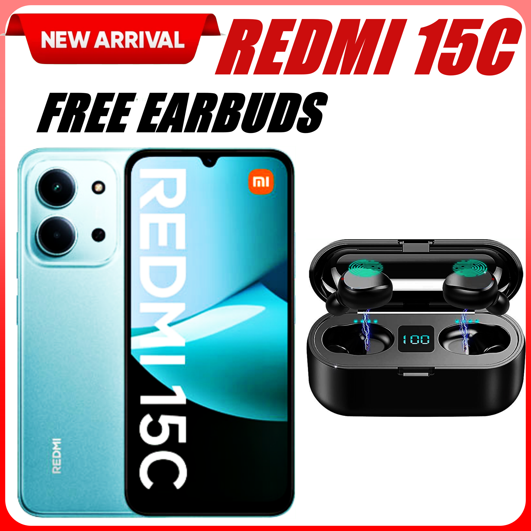 DISCOUNTED DEALS!!! REDMI 15C 128GB ROM 8(4+4)GB RAM 6.9'' LCD 50MP Main Camera 8MP selfie camera 6000mAh 33W  Charger Android 15 Xiaomi Hyper OS 2 Mediatek Side Fingerprint -Smartphones+FREE EARBUDS