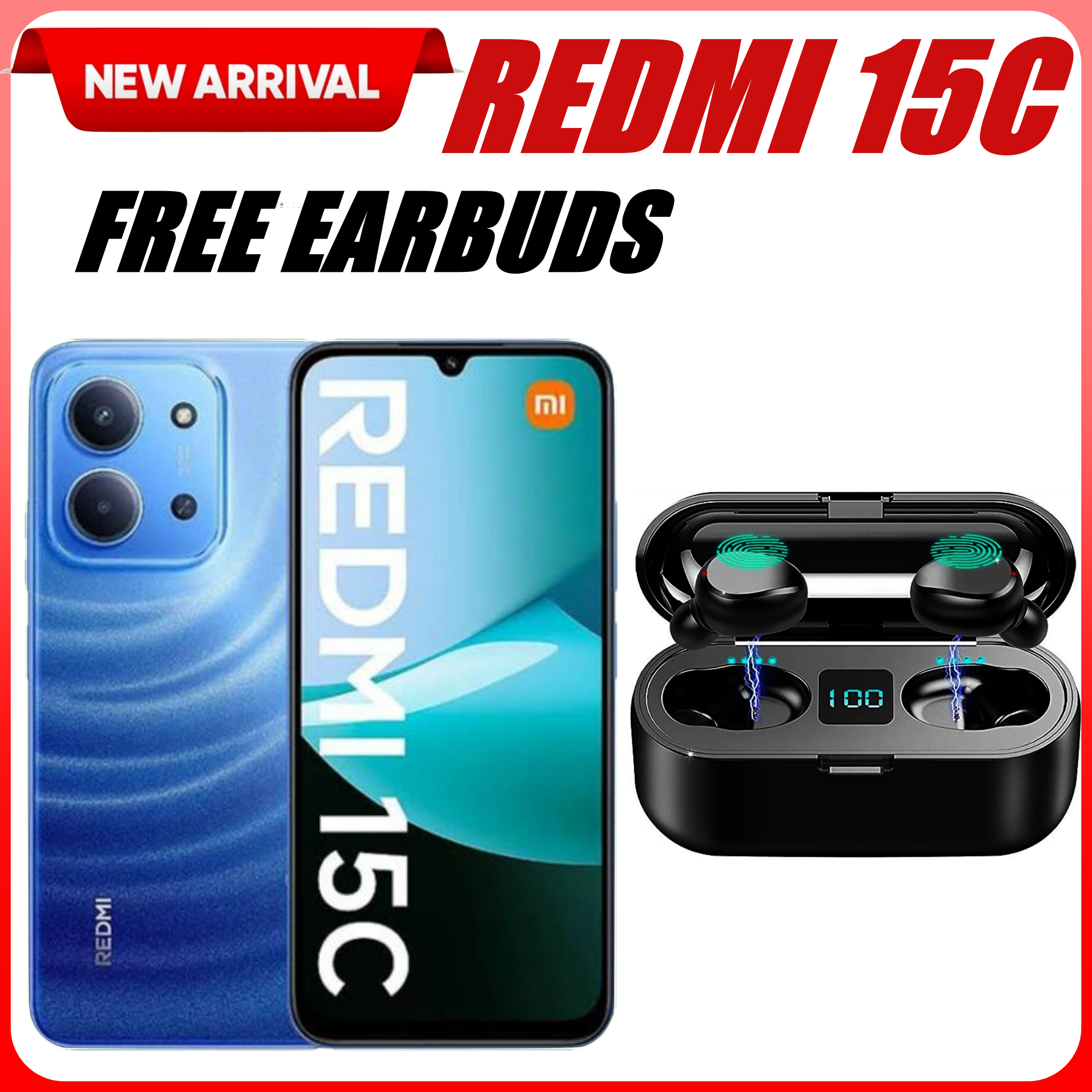 DISCOUNTED DEALS!!! REDMI 15C 128GB ROM 8(4+4)GB RAM 6.9'' LCD 50MP Main Camera 8MP selfie camera 6000mAh 33W  Charger Android 15 Xiaomi Hyper OS 2 Mediatek Side Fingerprint -Smartphones+FREE EARBUDS