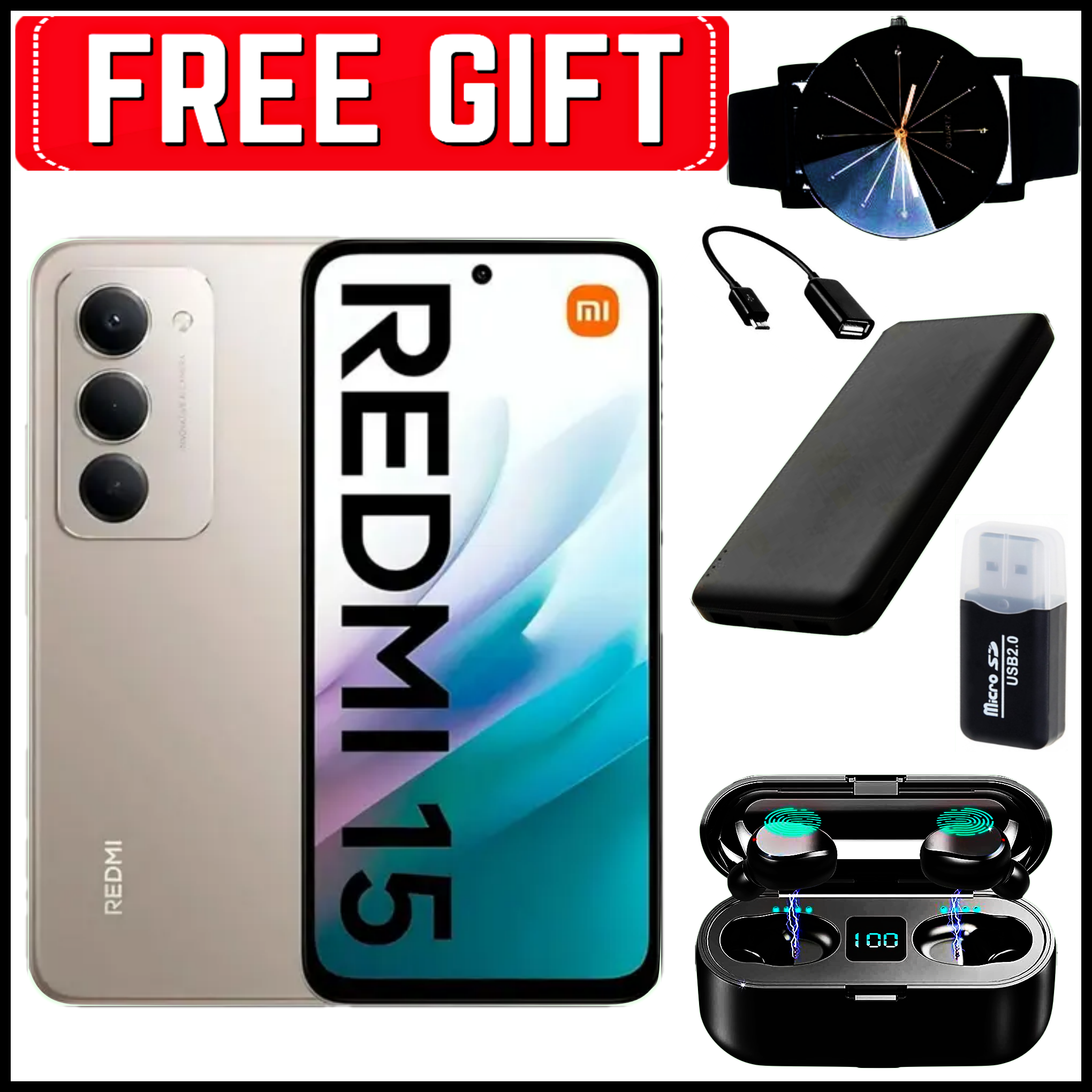 [NEW ARRIVALS] Redmi 15 6.88" IPS LCD Screen, 4GB RAM+128GB ROM, 7000 mAh Battery, 50MP Triple Rear & 8MP Front Cameras, Android 15, Dual SIM, Side Fingerprint -Smartphones+FREE GIFTS
