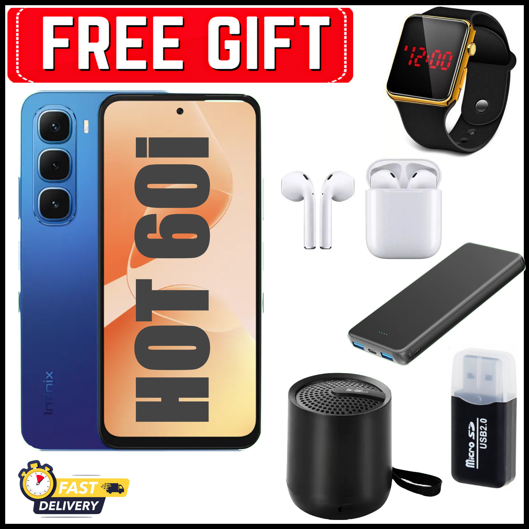 FLASH SALE DEALS!!! Infinix Hot 60i 128GB/256gb+12(6+6)GB/16(8+8)GB 6.7" 120Hz Screen 4G Phone Dual SIM 5160mAh Battery 45W Charging 50MP Camera Fingerprint Lock Android 15 smart Phones+FREEBIES