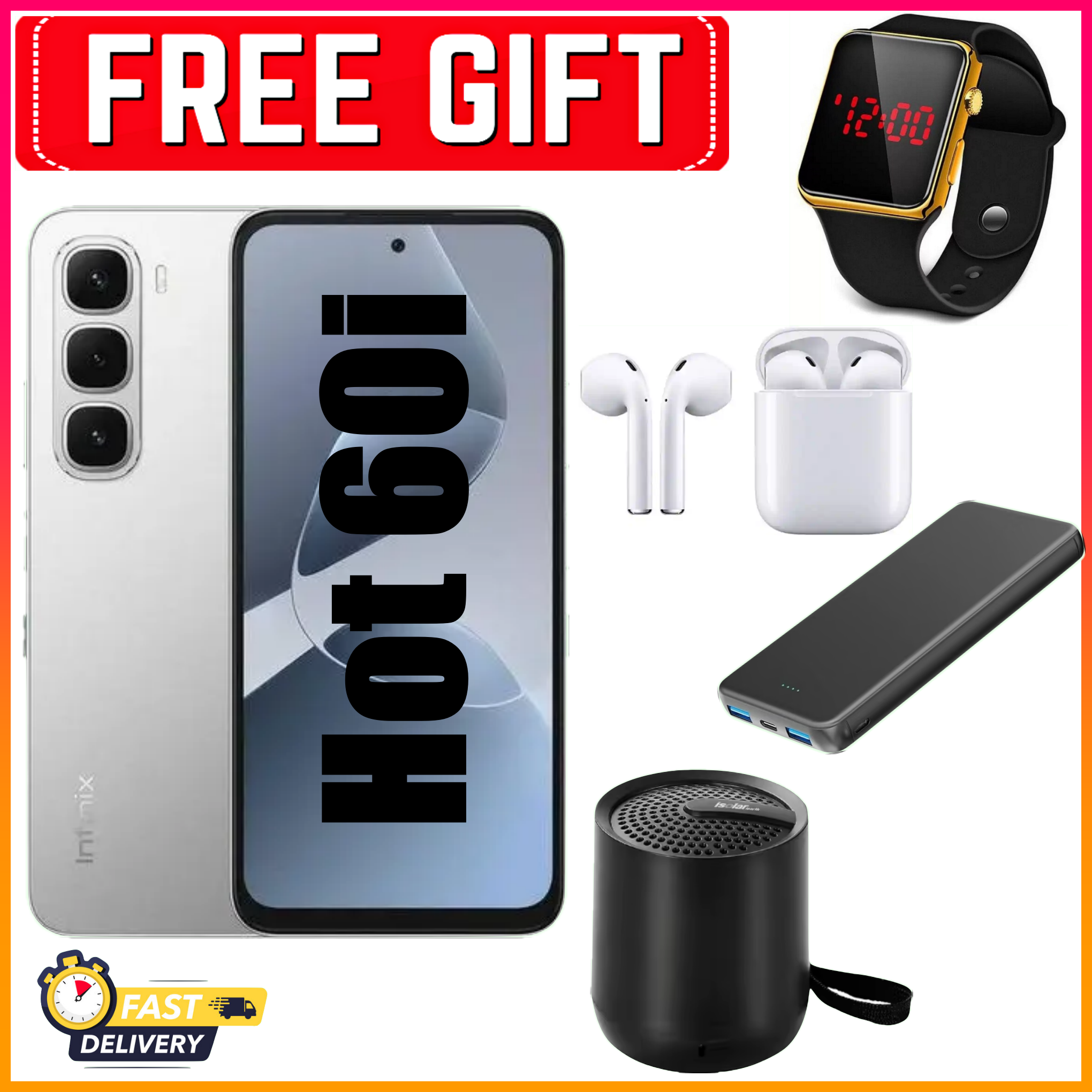 FLASH SALE DEALS!!! Infinix Hot 60i 128GB/256gb+12(6+6)GB/16(8+8)GB 6.7" 120Hz Screen 4G Phone Dual SIM 5160mAh Battery 45W Charging 50MP Camera Fingerprint Lock Android 15 smart Phones+FREEBIES