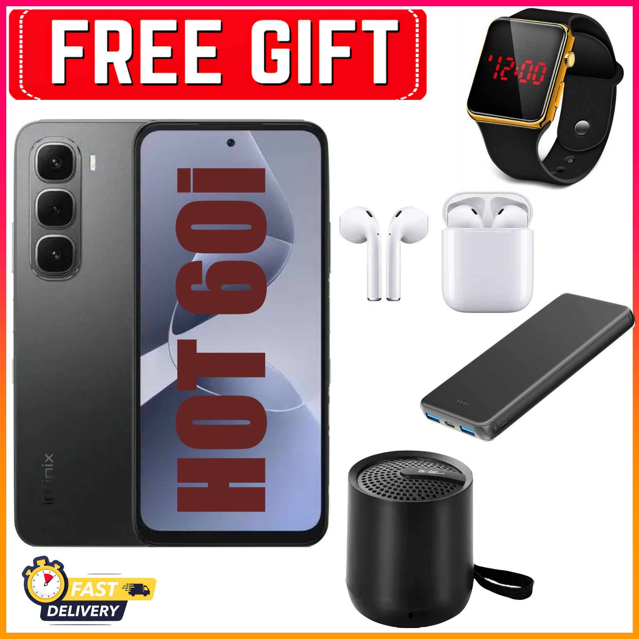 FLASH SALE DEALS!!! Infinix Hot 60i 128GB/256gb+12(6+6)GB/16(8+8)GB 6.7" 120Hz Screen 4G Phone Dual SIM 5160mAh Battery 45W Charging 50MP Camera Fingerprint Lock Android 15 smart Phones+FREEBIES
