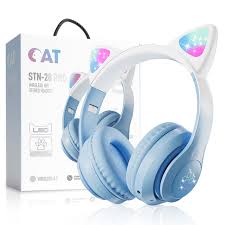 DISCOUNT DEALS!!  Cat STN-28 Pro Headphones - LED Light Cat Ears, 7-Hrs Playtime, Bluetooth Wireless & Wired Mode, TF Card Support, Built-in Microphone, Noise Cancellation, Foldable - Headphones