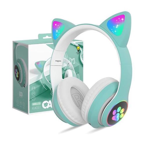 DISCOUNT DEALS!!  Cat STN-28 Pro Headphones - LED Light Cat Ears, 7-Hrs Playtime, Bluetooth Wireless & Wired Mode, TF Card Support, Built-in Microphone, Noise Cancellation, Foldable - Headphones