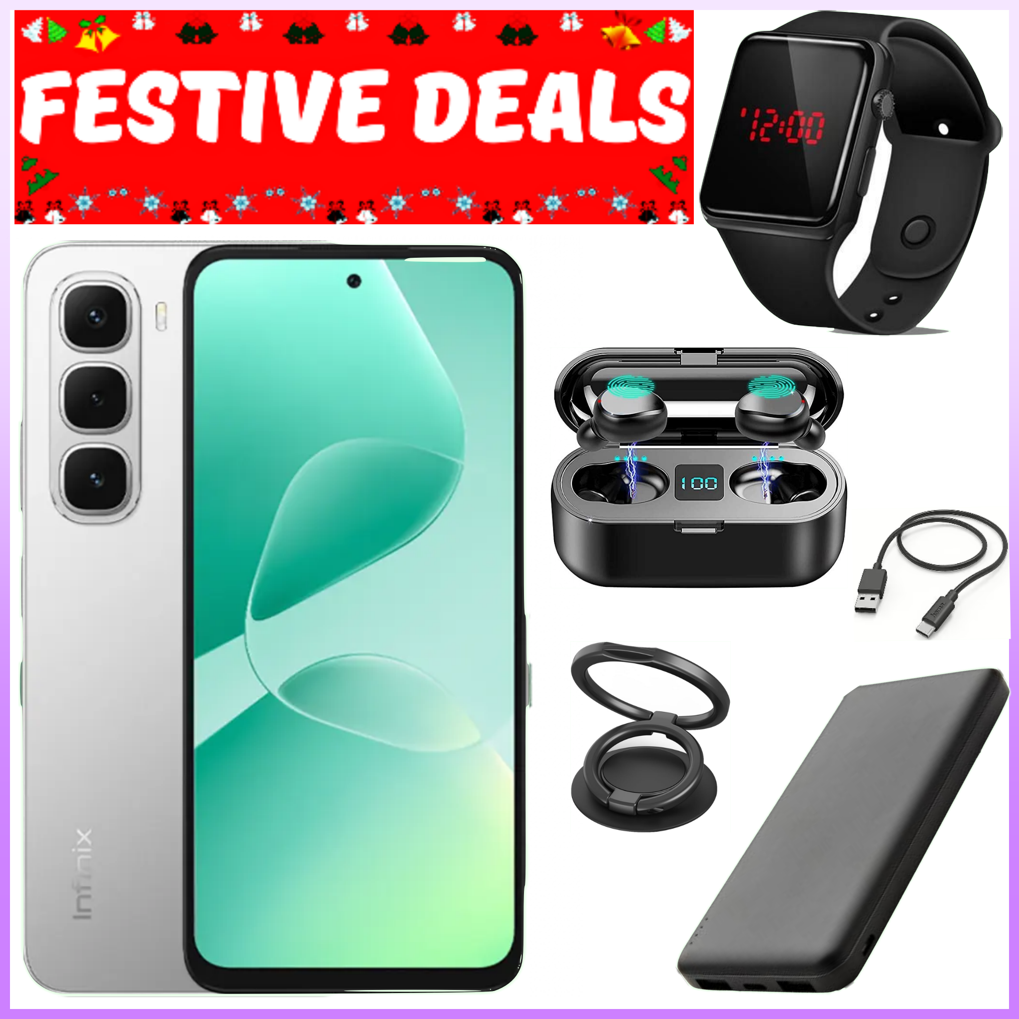 FESTIVE SALE DEALS!!! Infinix Hot 60i 128GB/256gb+12(6+6)GB/16(8+8)GB 6.7" 120Hz Screen 4G Phone Dual SIM 5160mAh Battery 45W Charging 50MP Camera Fingerprint Lock Android 15 smart Phones+FREEBIES
