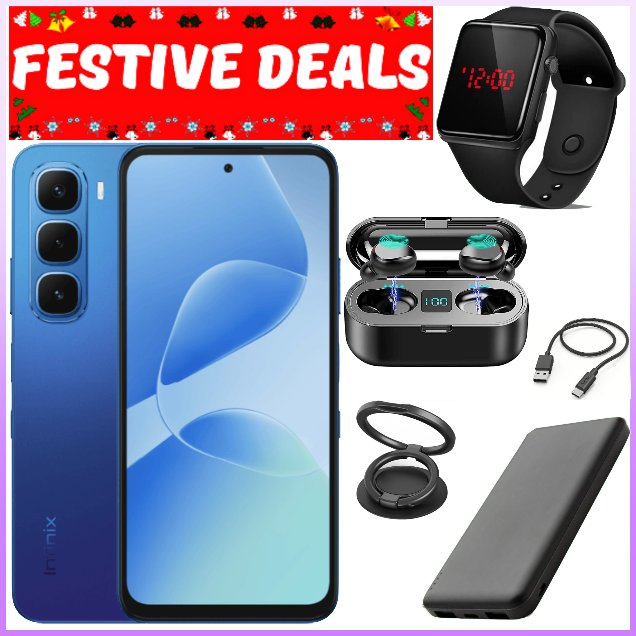 FESTIVE SALE DEALS!!! Infinix Hot 60i 128GB/256gb+12(6+6)GB/16(8+8)GB 6.7" 120Hz Screen 4G Phone Dual SIM 5160mAh Battery 45W Charging 50MP Camera Fingerprint Lock Android 15 smart Phones+FREEBIES