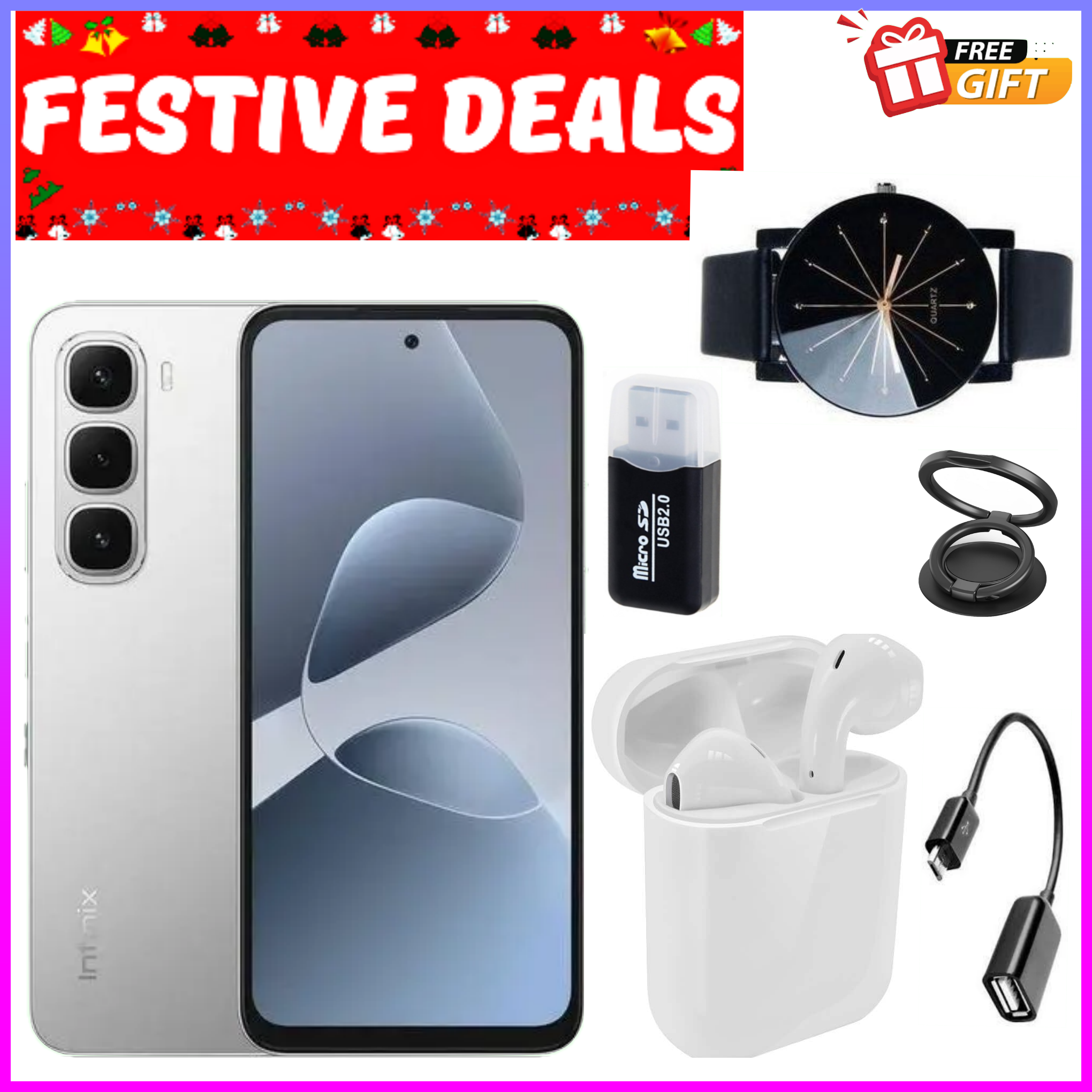 FESTIVE SEASON DEALS!!! Infinix Hot 60i 128GB+12(6+6)GB 6.7" 120Hz Screen 4G Phone Dual SIM 5160mAh Battery 45W Charging 50MP Camera Fingerprint Lock Android 15 G81 Smart AI smart Phones+FREEBIES