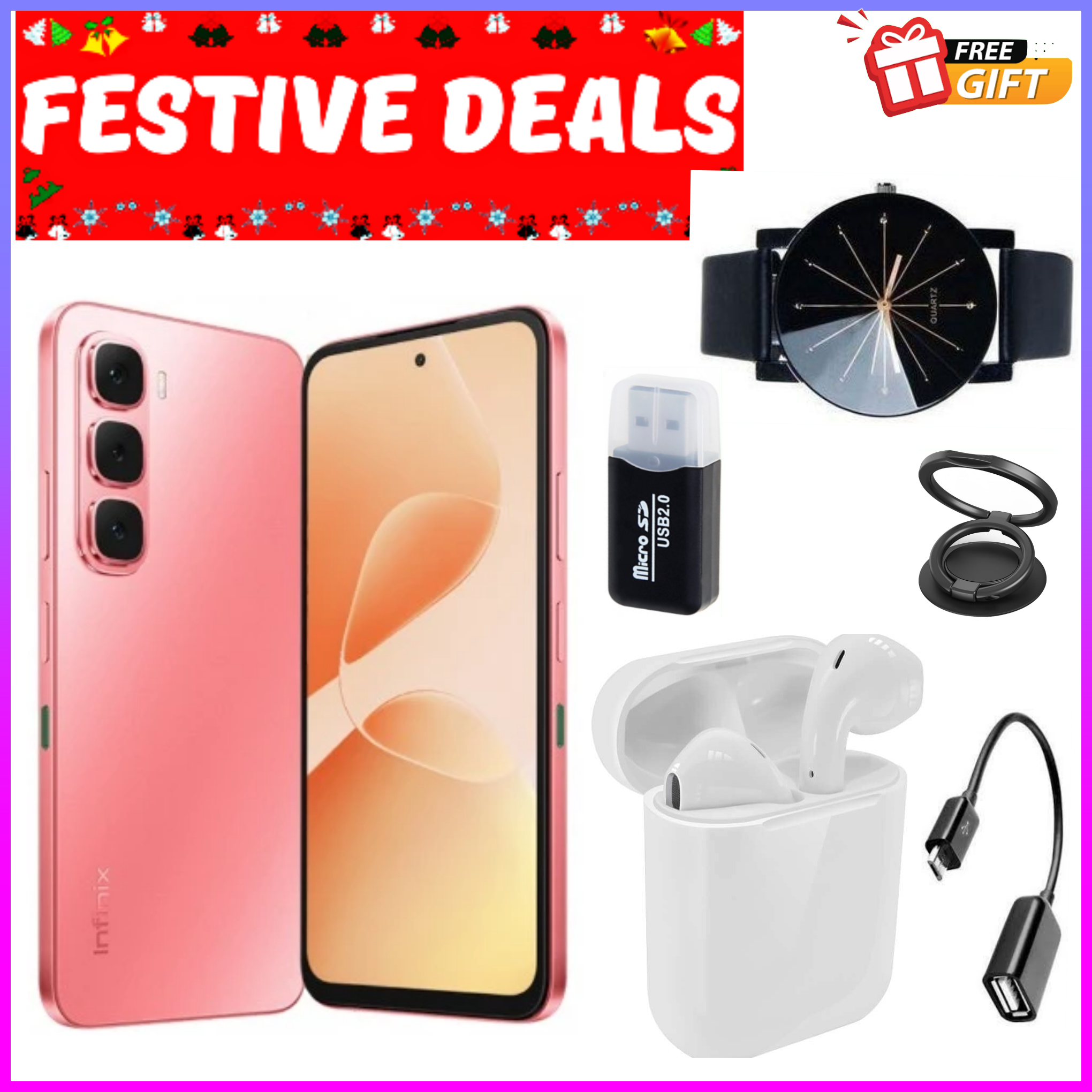 FESTIVE SEASON DEALS!!! Infinix Hot 60i 128GB+12(6+6)GB 6.7" 120Hz Screen 4G Phone Dual SIM 5160mAh Battery 45W Charging 50MP Camera Fingerprint Lock Android 15 G81 Smart AI smart Phones+FREEBIES