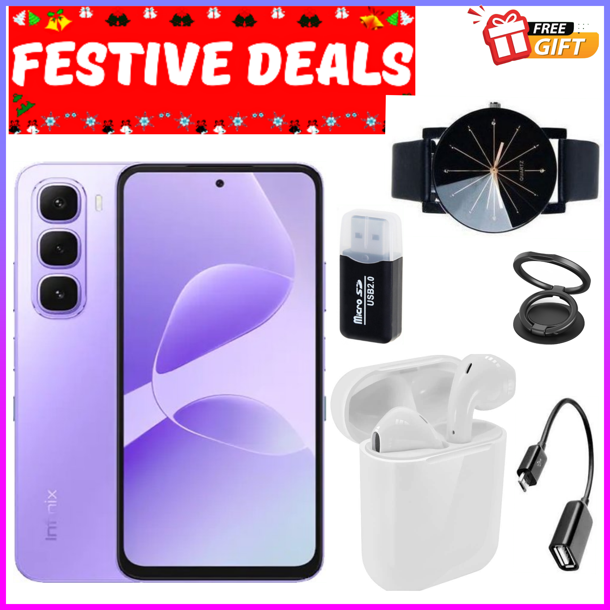 FESTIVE SEASON DEALS!!! Infinix Hot 60i 128GB+12(6+6)GB 6.7" 120Hz Screen 4G Phone Dual SIM 5160mAh Battery 45W Charging 50MP Camera Fingerprint Lock Android 15 G81 Smart AI smart Phones+FREEBIES