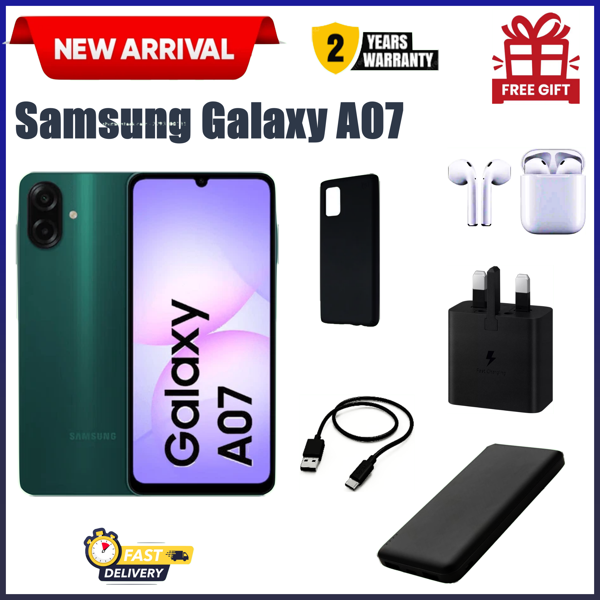 LIMED DEALS!!! Samsung Galaxy A07 6.7" PLS LCD Screen, 4GB RAM+128GB ROM, 5000mAh Battery, 50MP Rear & 8MP Front Camera, Android 15, Dual SIM, Side Fingerprint -Smartphones+FREE GIFTS