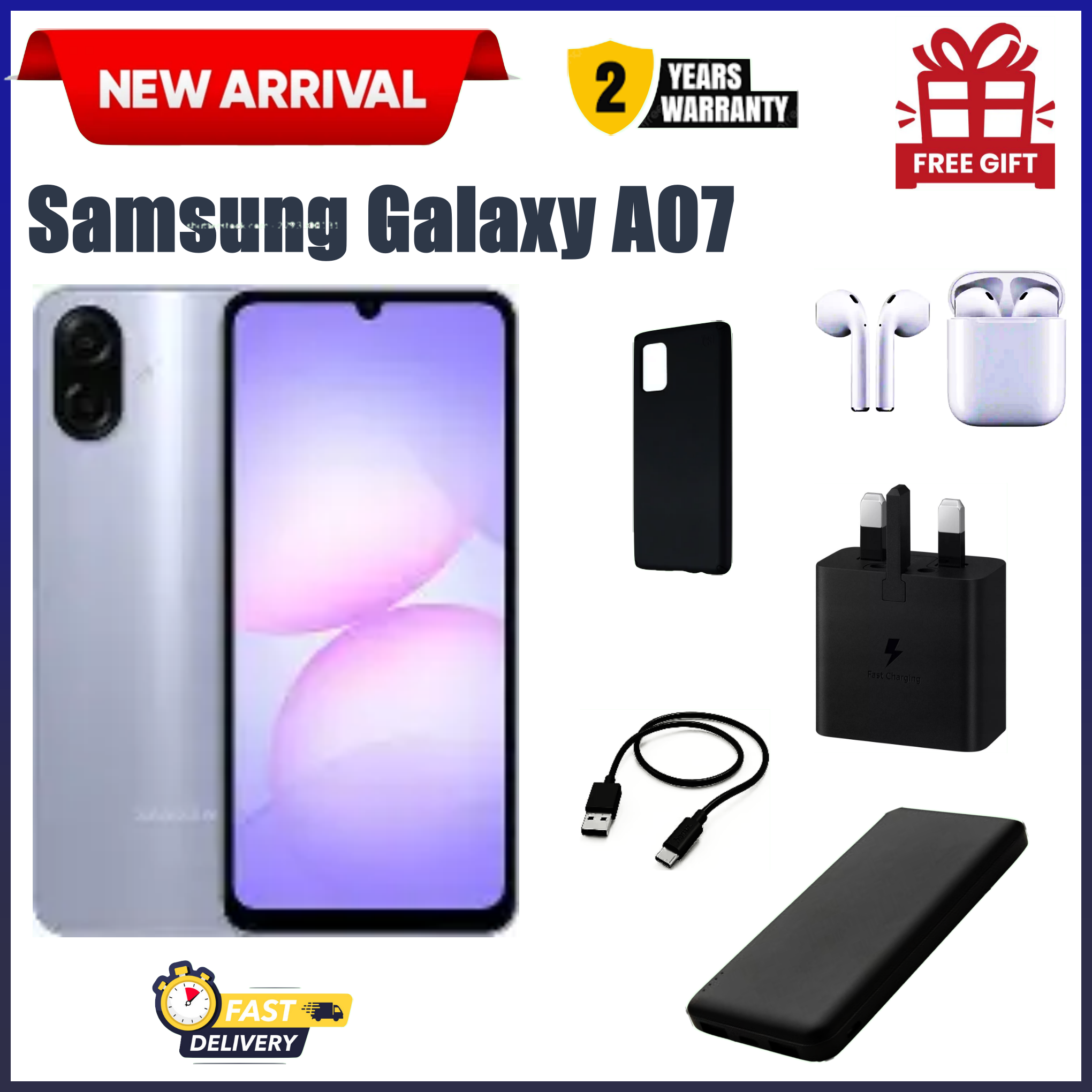 LIMED DEALS!!! Samsung Galaxy A07 6.7" PLS LCD Screen, 4GB RAM+128GB ROM, 5000mAh Battery, 50MP Rear & 8MP Front Camera, Android 15, Dual SIM, Side Fingerprint -Smartphones+FREE GIFTS