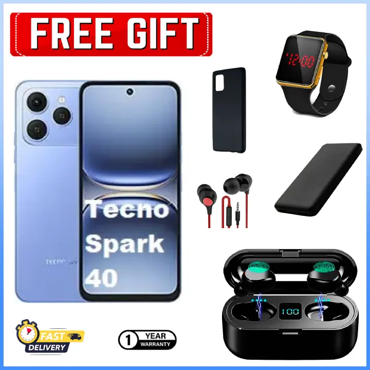 HOLIDAY DEALS ON!!Tecno Spark 40 6.67" IPS LCD Screen, 128GB/256GB ROM, Upto 8GB/16GB RAM, 5200mAh Battery, Android 14, 50MP Rear 8MP Front Camera, Fingerprint (Side-Mounted) - Smartphones+FREE GIFTS