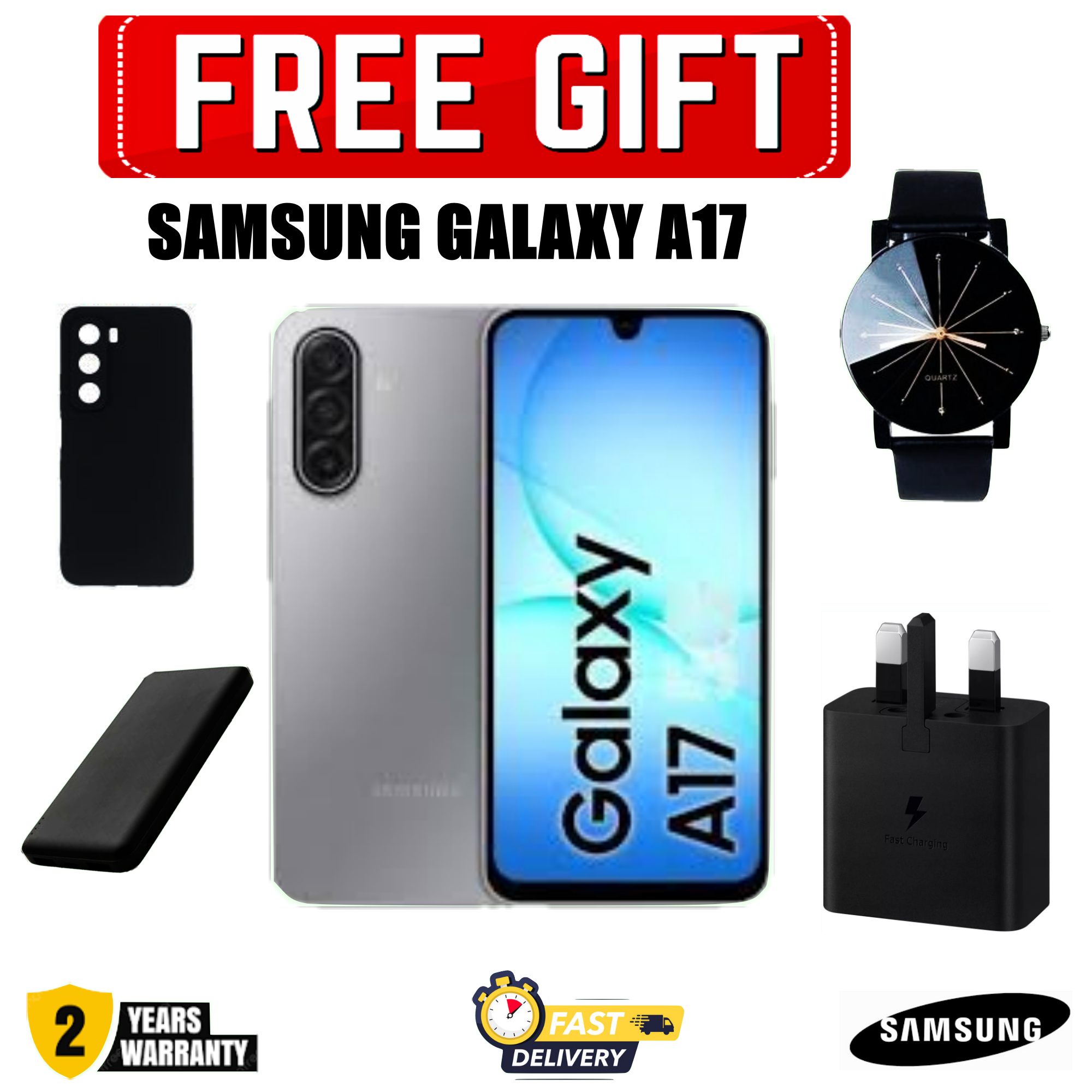 LIMITED OFFERS!! Samsung Galaxy A17 128GB/256GB+4GB/6GB/8GB 6.7" Super AMOLED Display Mediatek Helio G99 50MP Triple Camera Android 15 5000mAh 25W Type-C Charge AI Smart Phones phone+ FREEBIES