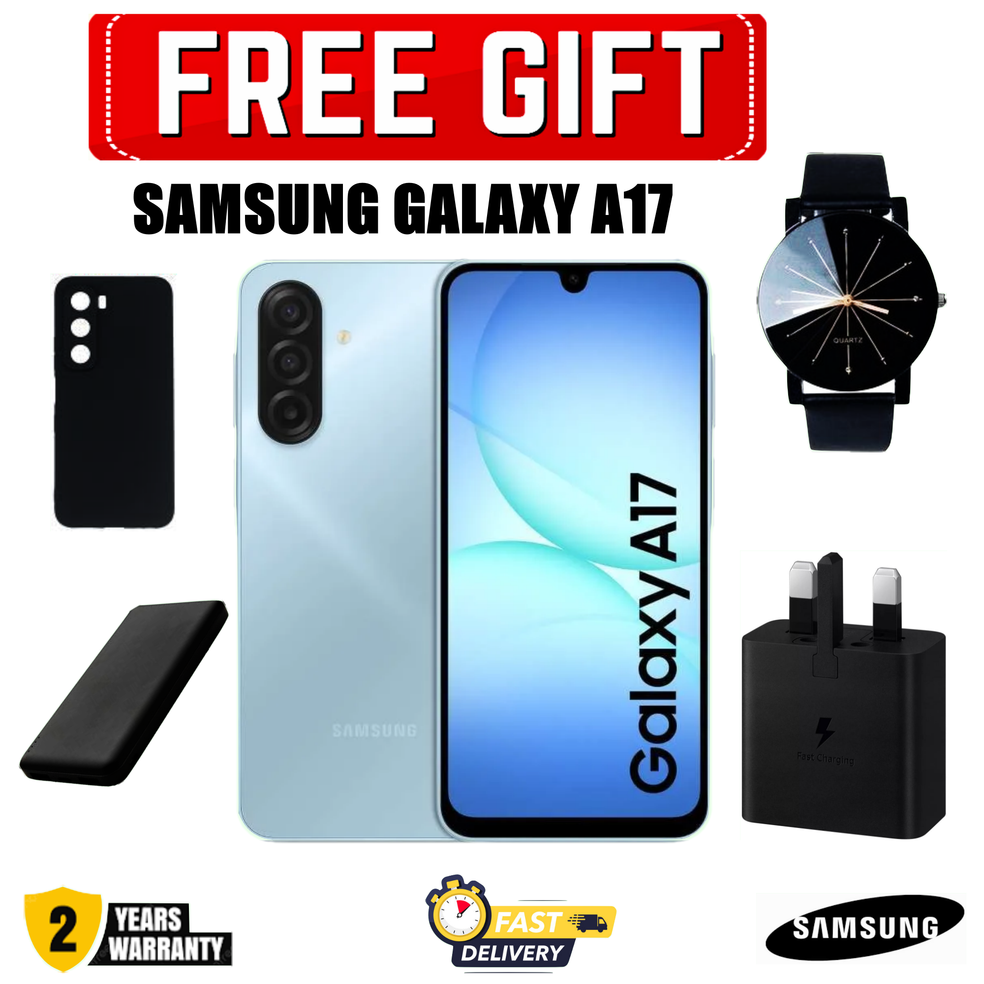 LIMITED OFFERS!! Samsung Galaxy A17 128GB/256GB+4GB/6GB/8GB 6.7" Super AMOLED Display Mediatek Helio G99 50MP Triple Camera Android 15 5000mAh 25W Type-C Charge AI Smart Phones phone+ FREEBIES
