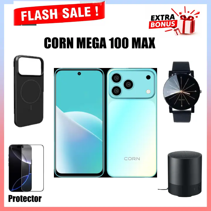 LIMITED TIME DEAL!! CORN MEGA 100 MAX 6.67"HD 64GB ROM, 5(2+3)GB RAM 5000mAh  DUAL SIM CARD SMART PHONE SIDE FINGERPRINT FACE UNLOCK, 3G NETWORK13MP ULTRA CAMERA 8MP SELFIE-SMARTPHONE+FREEGIFT