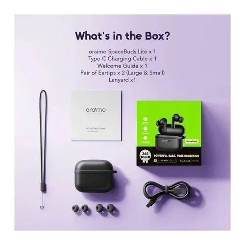 Oraimo Original SpaceBuds Lite OTW-324 Wireless Bluetooth 5.4 Earbuds, 360° Spatial Audio, Deep Bass HavyBass™, 40H Playtime, Quick Charge, Touch Control, IPX4 Sweatproof, Dual Device, Game Mode