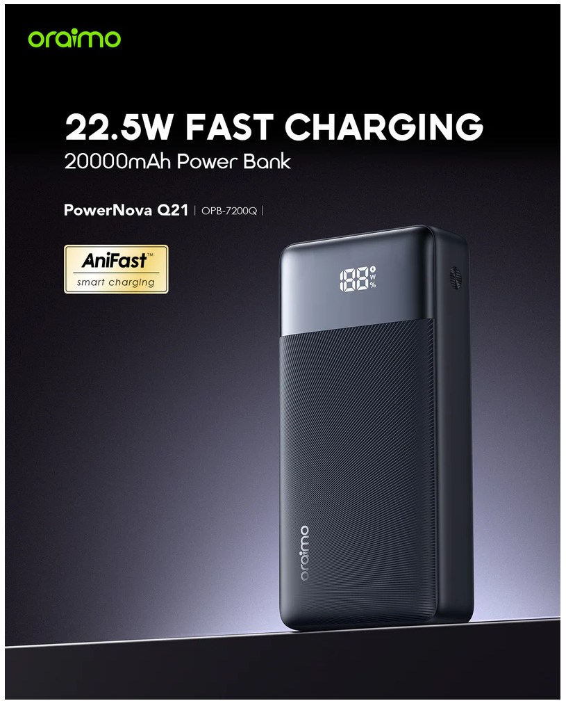 DISCOUNTED OFFER!! Oraimo Traveller Power Bank 30000mah/27000mAh/20000mAh/10000mAh 12W Smart Fast Charging Slim Portable Power Bank type C in/out Charging universal Compatibility Powerbank +Free cable