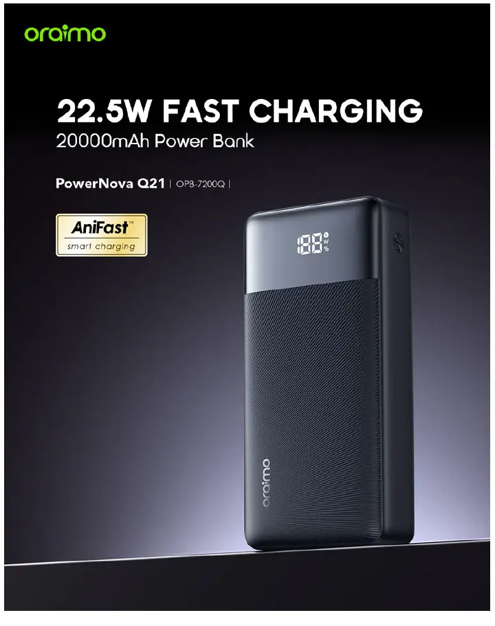 DISCOUNTED OFFER!! Oraimo Traveller Power Bank 30000mah/27000mAh/20000mAh/10000mAh 12W Smart Fast Charging Slim Portable Power Bank type C in/out Charging universal Compatibility Powerbank +Free cable