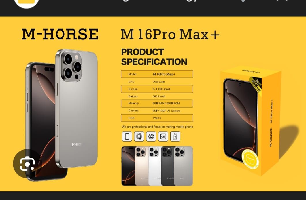 HOT DEALS!!M-HORSE M16 Pro Max 6.6'' HD + incell 4GB RAM + 64GB ROM 5MP Front camera +8MP Rear camera 5000mAh battery capacity side fingerprint UNLOCK Android 14 phone smartphoneM-HORSE M16 Pro Max 6.