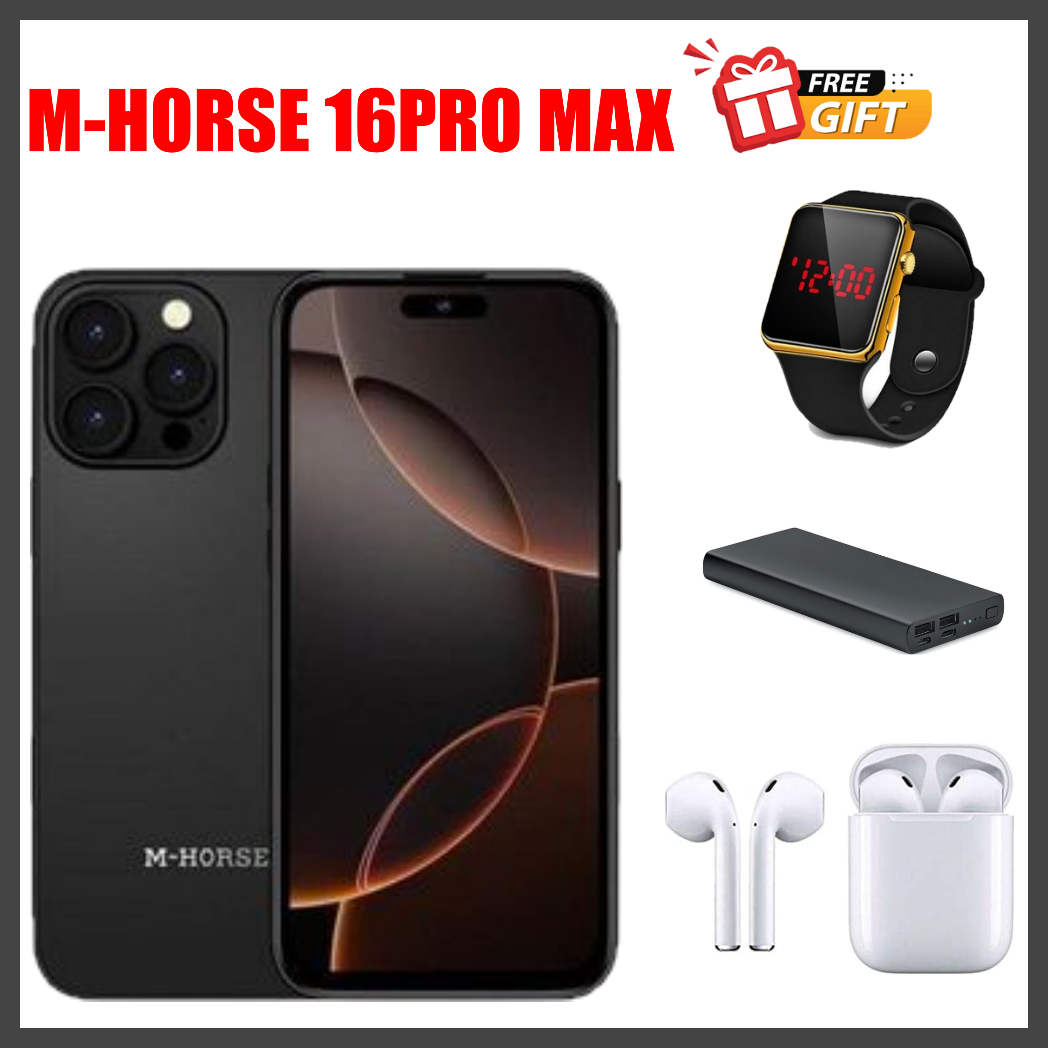 HOT DEALS!!M-HORSE M16 Pro Max 6.6'' HD + incell 4GB RAM + 64GB ROM 5MP Front camera +8MP Rear camera 5000mAh battery capacity side fingerprint UNLOCK Android 14 phone smartphoneM-HORSE M16 Pro Max 6.